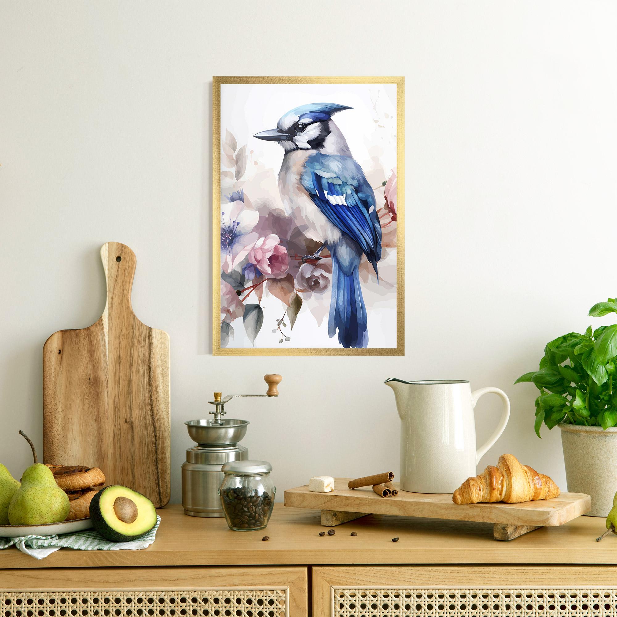 Poster Înrămat Bird Pretty Blue mockup 8
