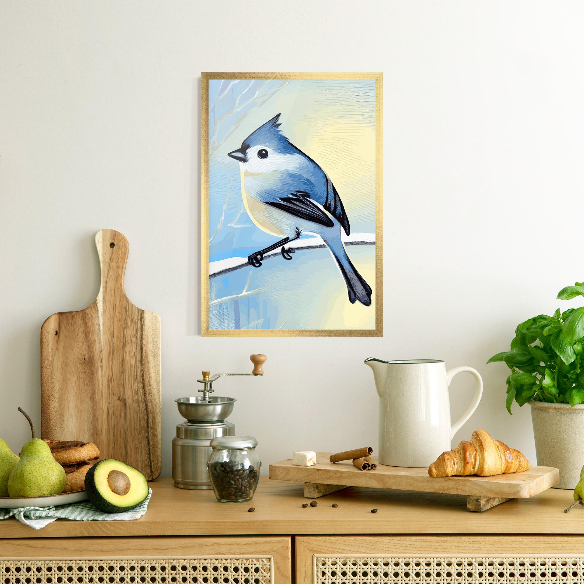 Poster Înrămat Bird Winter Painting mockup 8