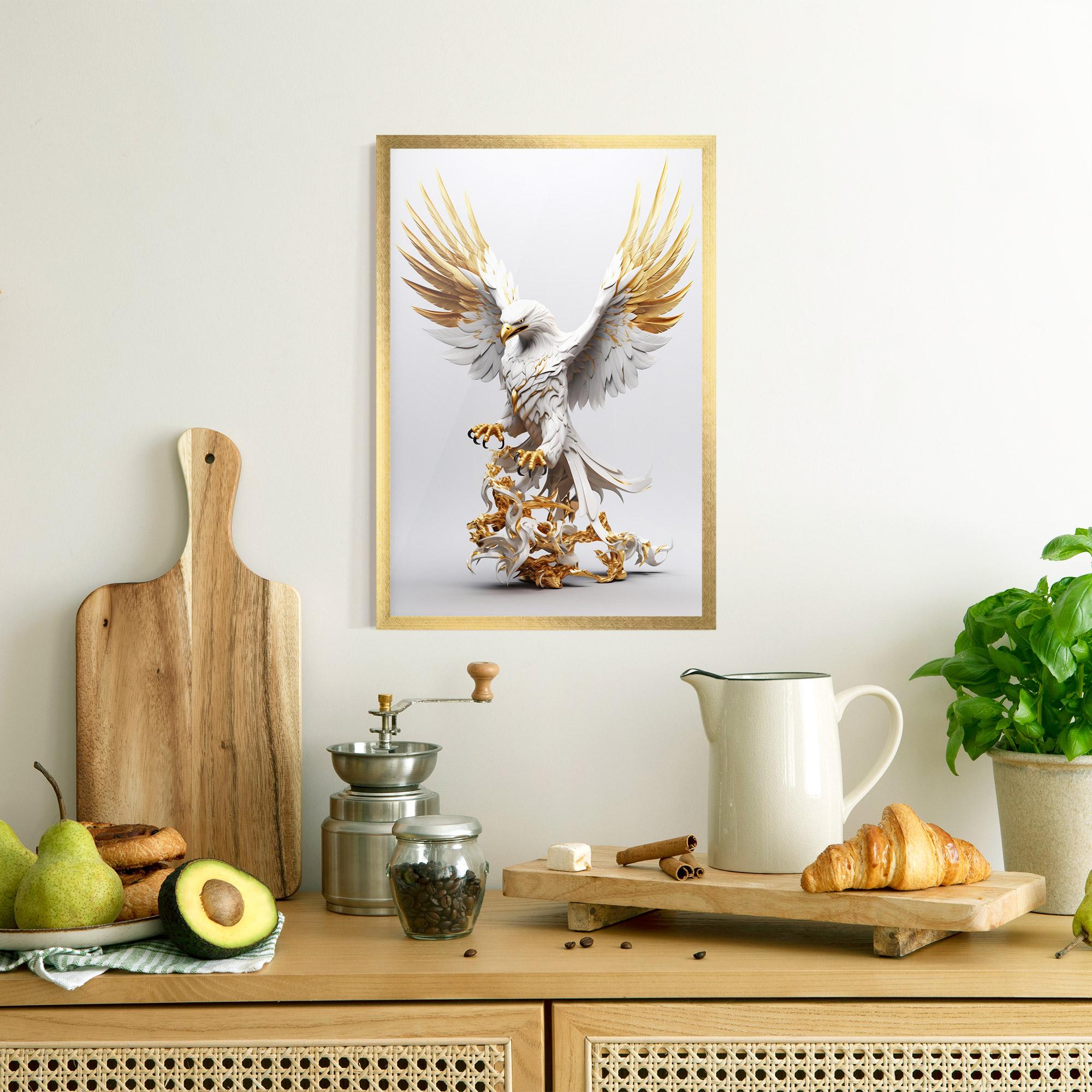 Poster Înrămat Gold 3d Eagle mockup 8