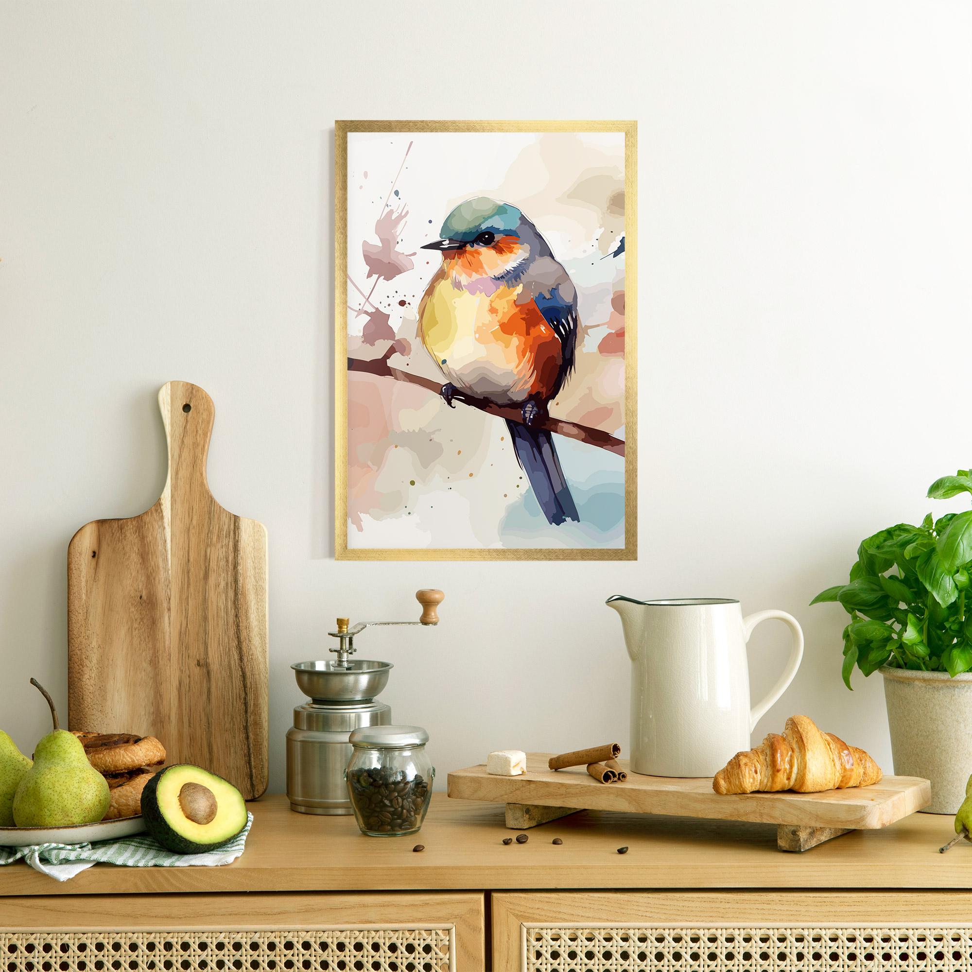 Poster Înrămat Orange Purple Bird mockup 8