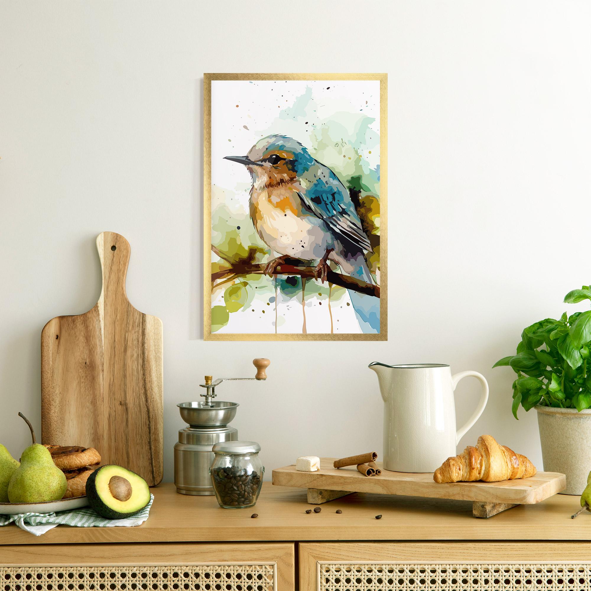 Poster Înrămat Pretty Blue Bird mockup 8