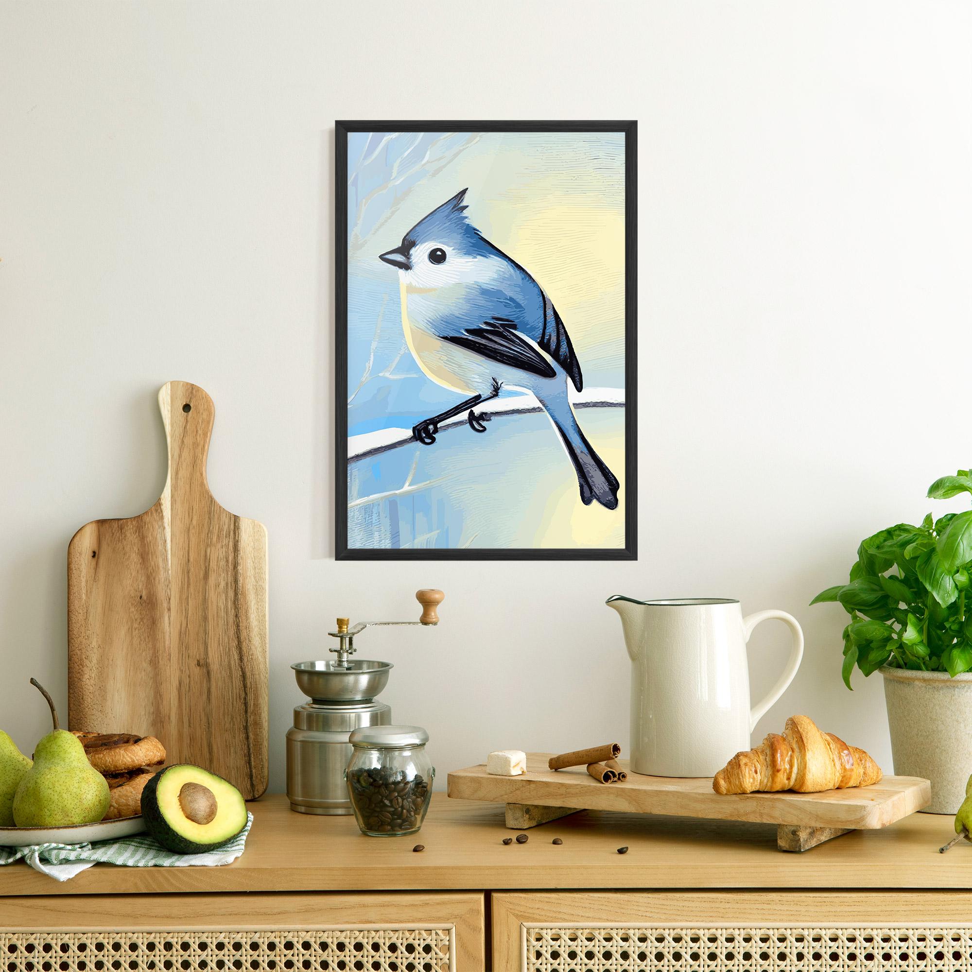 Poster Înrămat Bird Winter Painting mockup 8