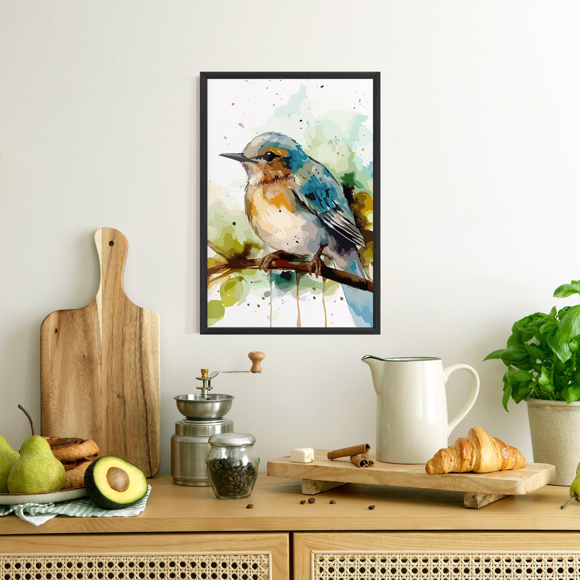 Poster Înrămat Pretty Blue Bird mockup 8