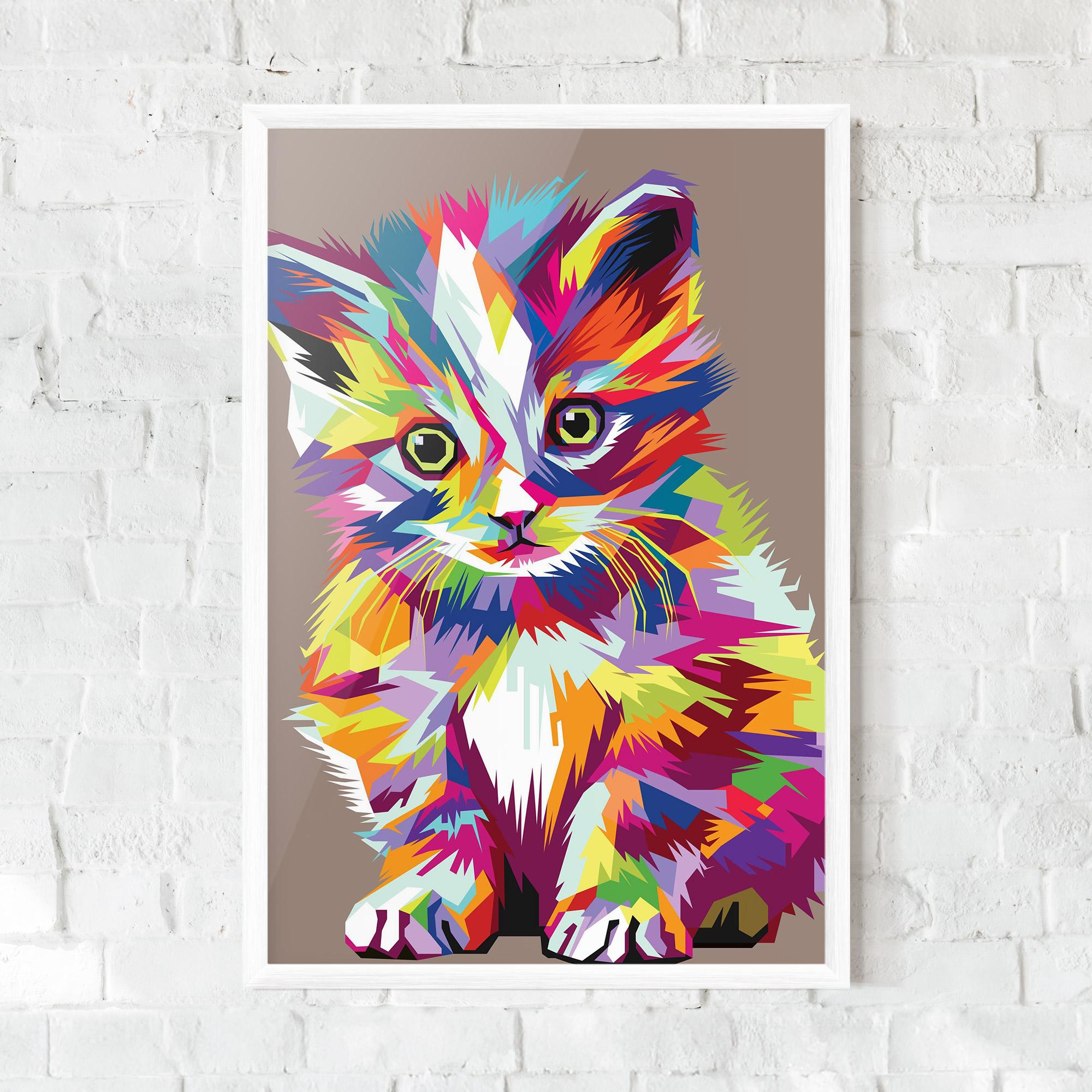 Poster Înrămat Colorful Cat mockup 0