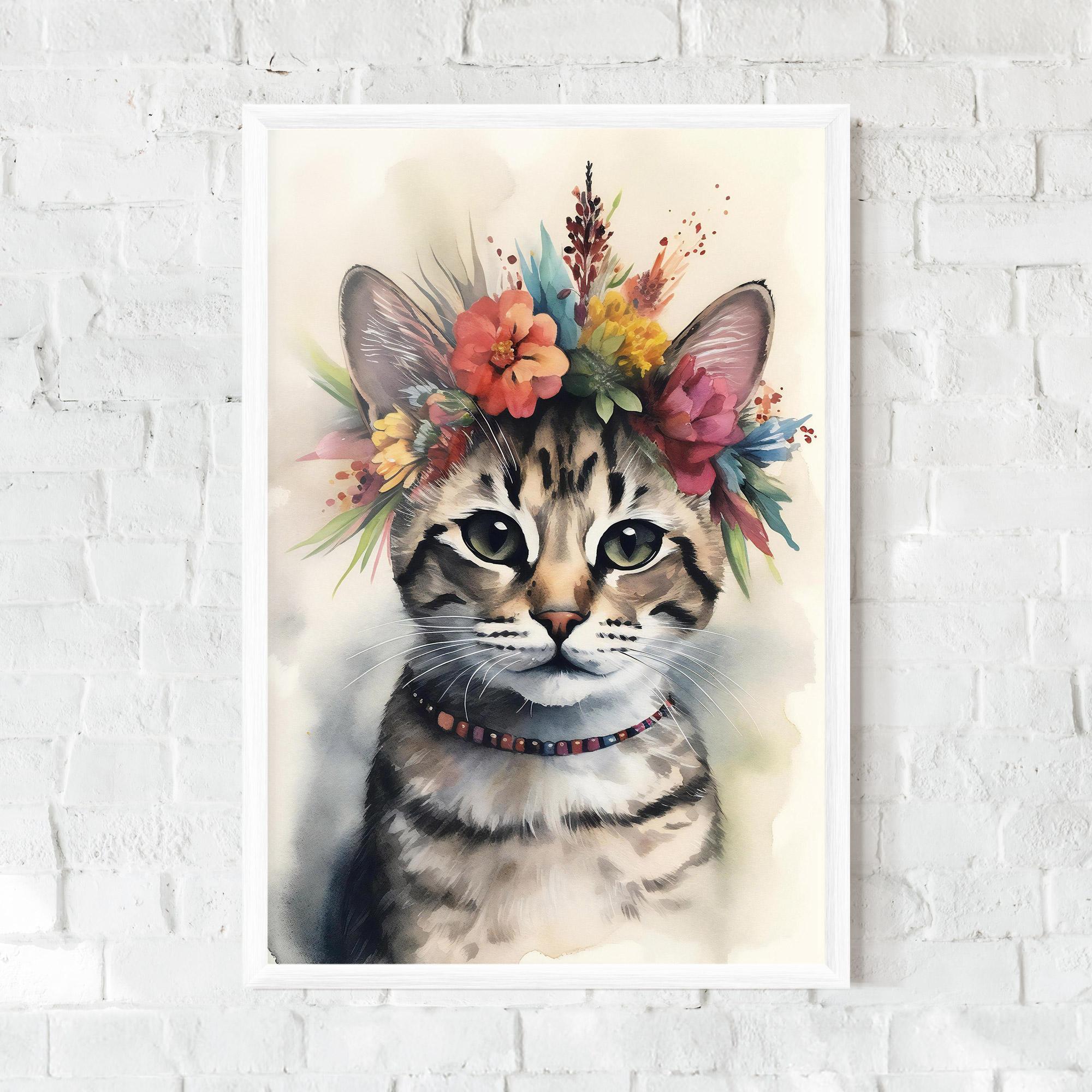 Poster Înrămat Flower Cat Art mockup 0
