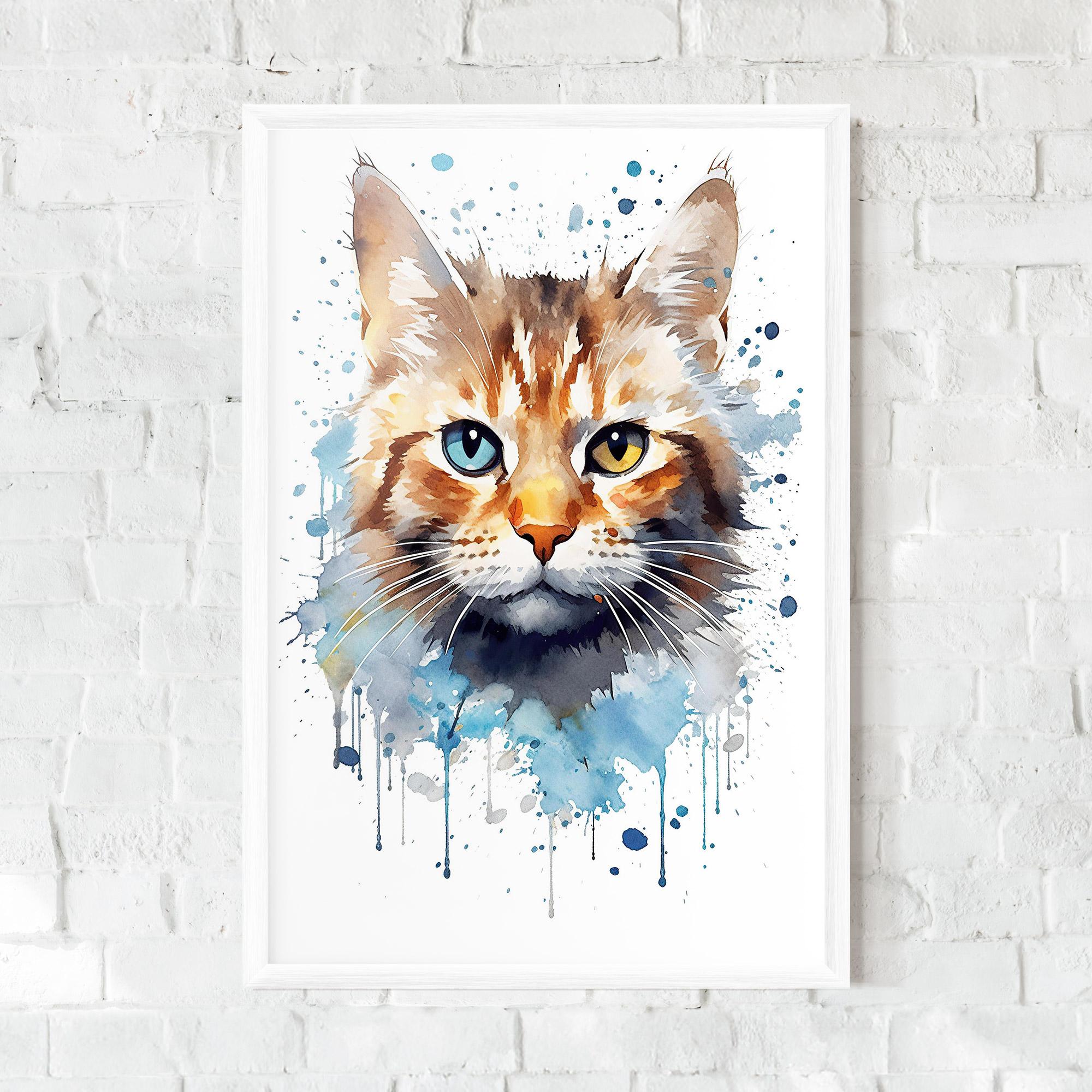 Poster Înrămat Orange Blue Eyes Cat mockup 0