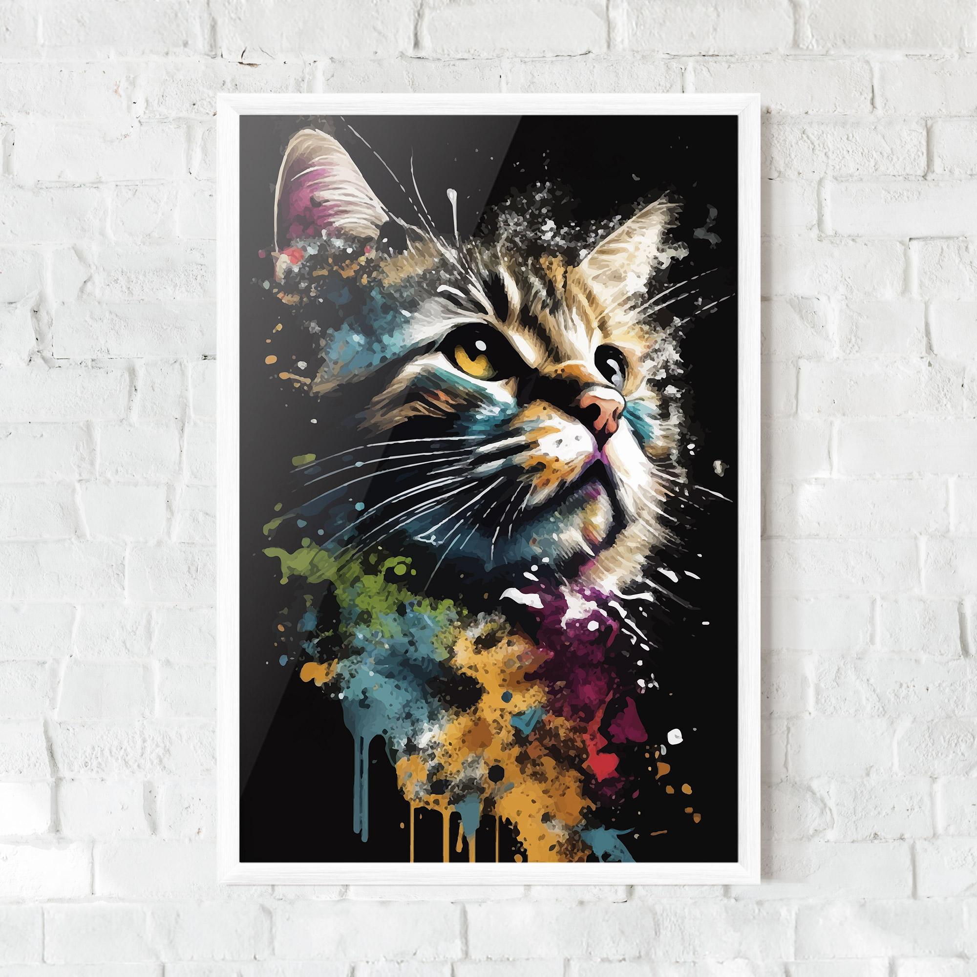 Poster Înrămat Painted Cat mockup 0