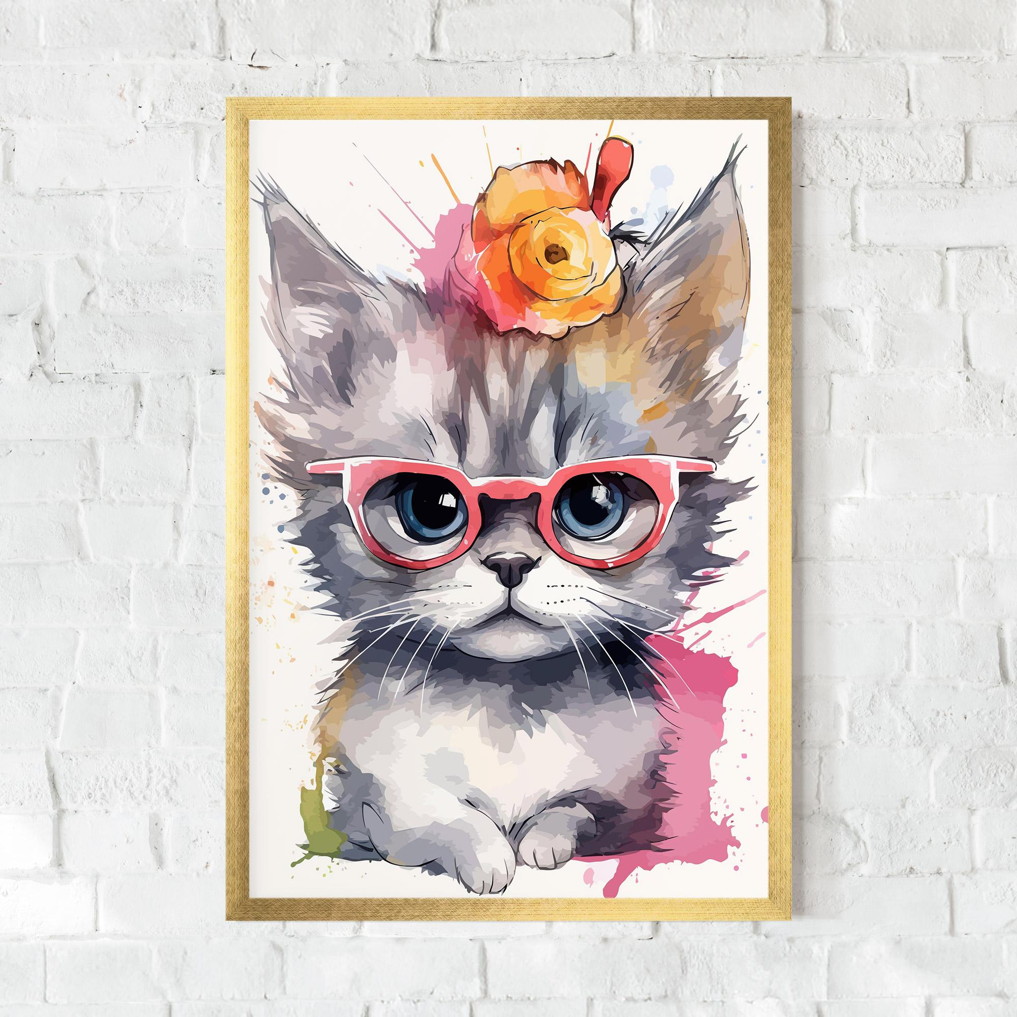 Poster Înrămat Adorable Grey Cat mockup 0
