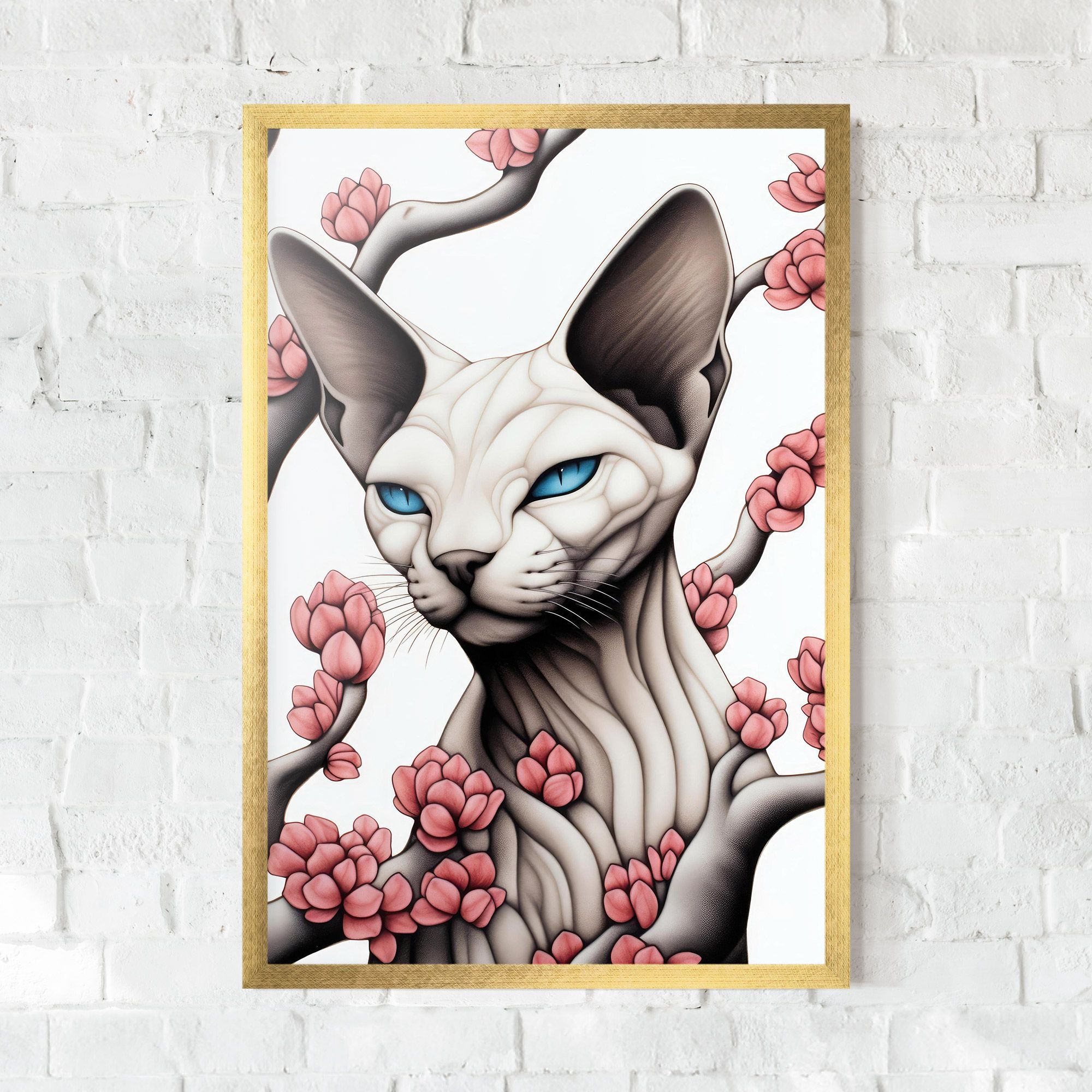 Blue Eyes Cat Drawing mockup 0