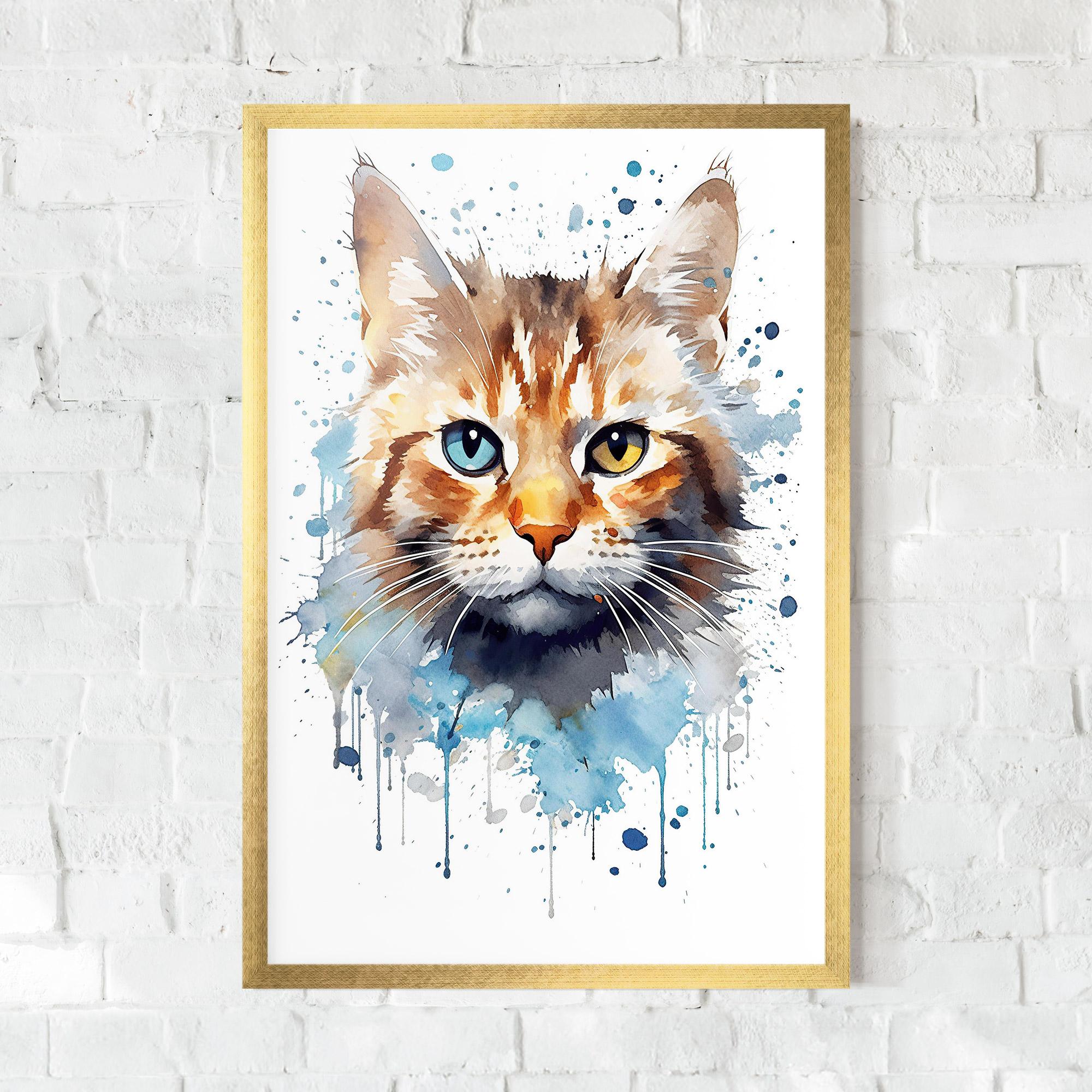 Poster Înrămat Orange Blue Eyes Cat mockup 0