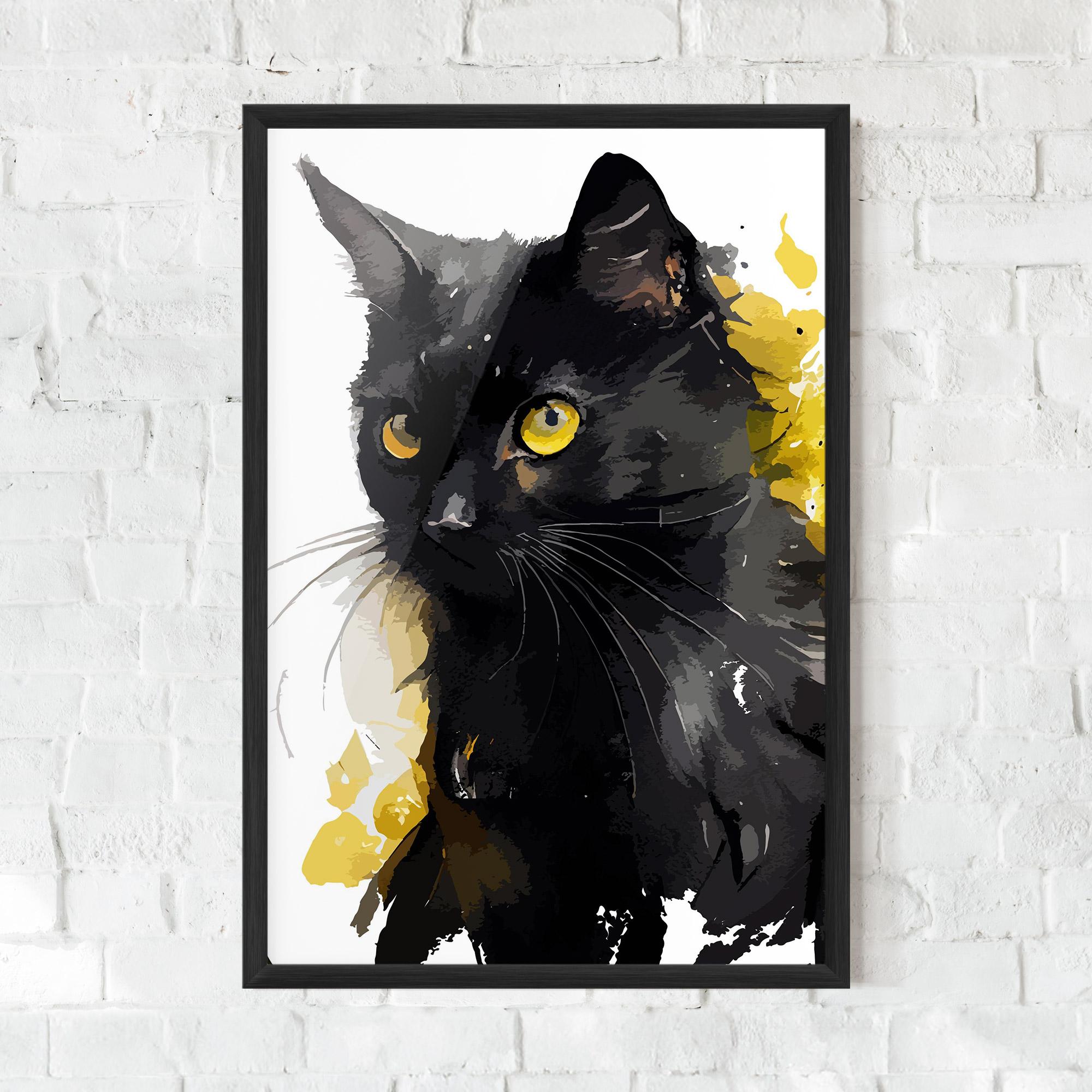 Poster Înrămat Beautiful Black Cat mockup 0