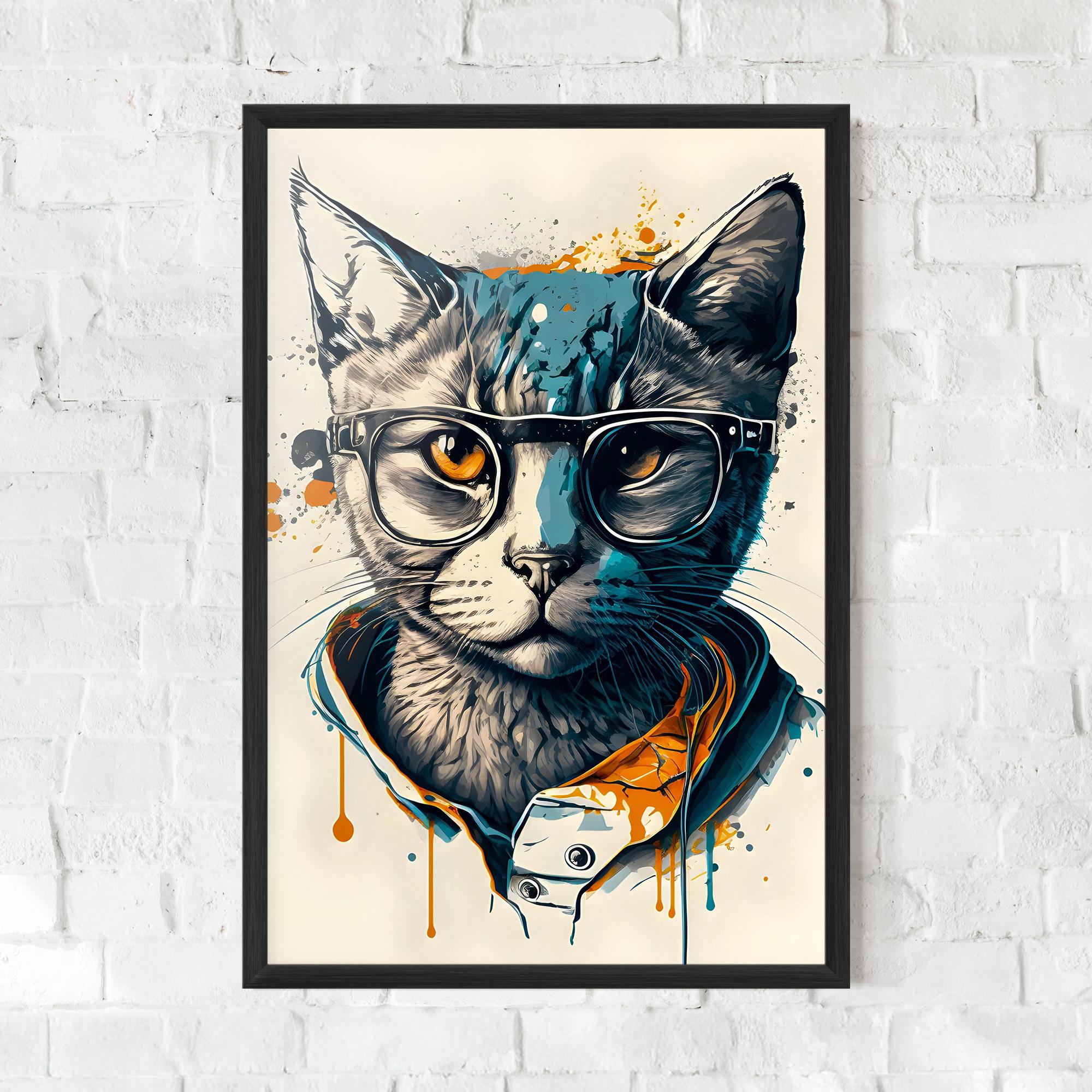 Poster Înrămat Cat Glasses Art mockup 0
