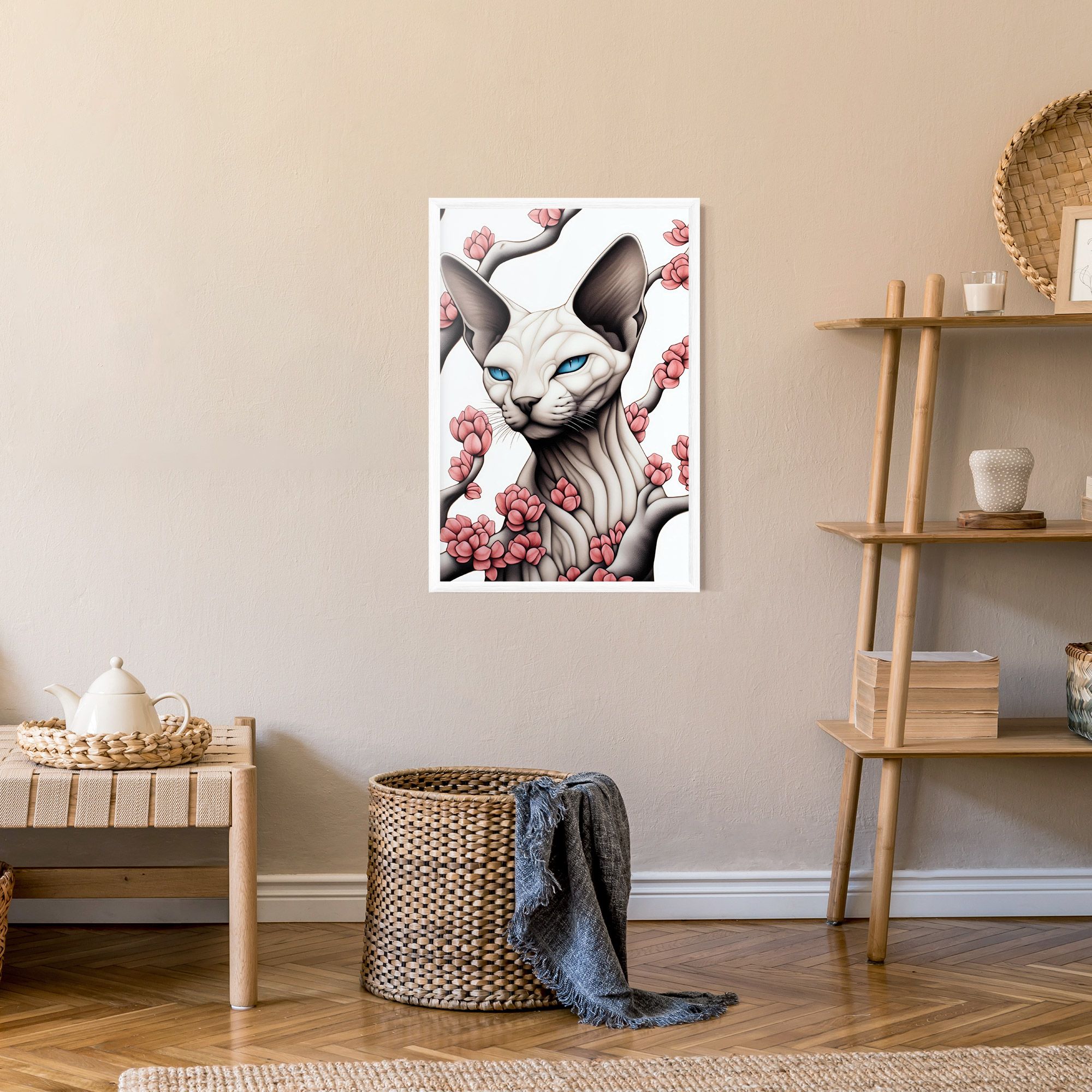 Blue Eyes Cat Drawing mockup 9