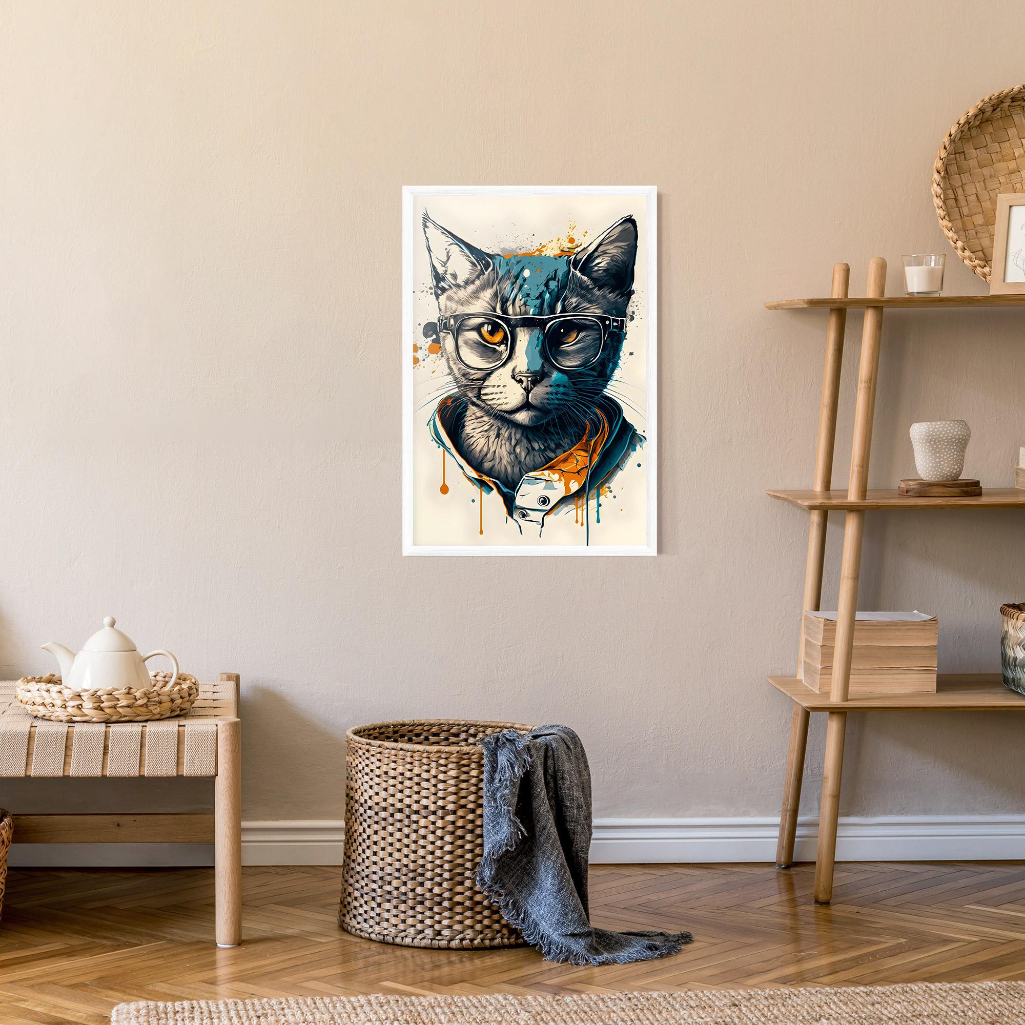 Poster Înrămat Cat Glasses Art mockup 9