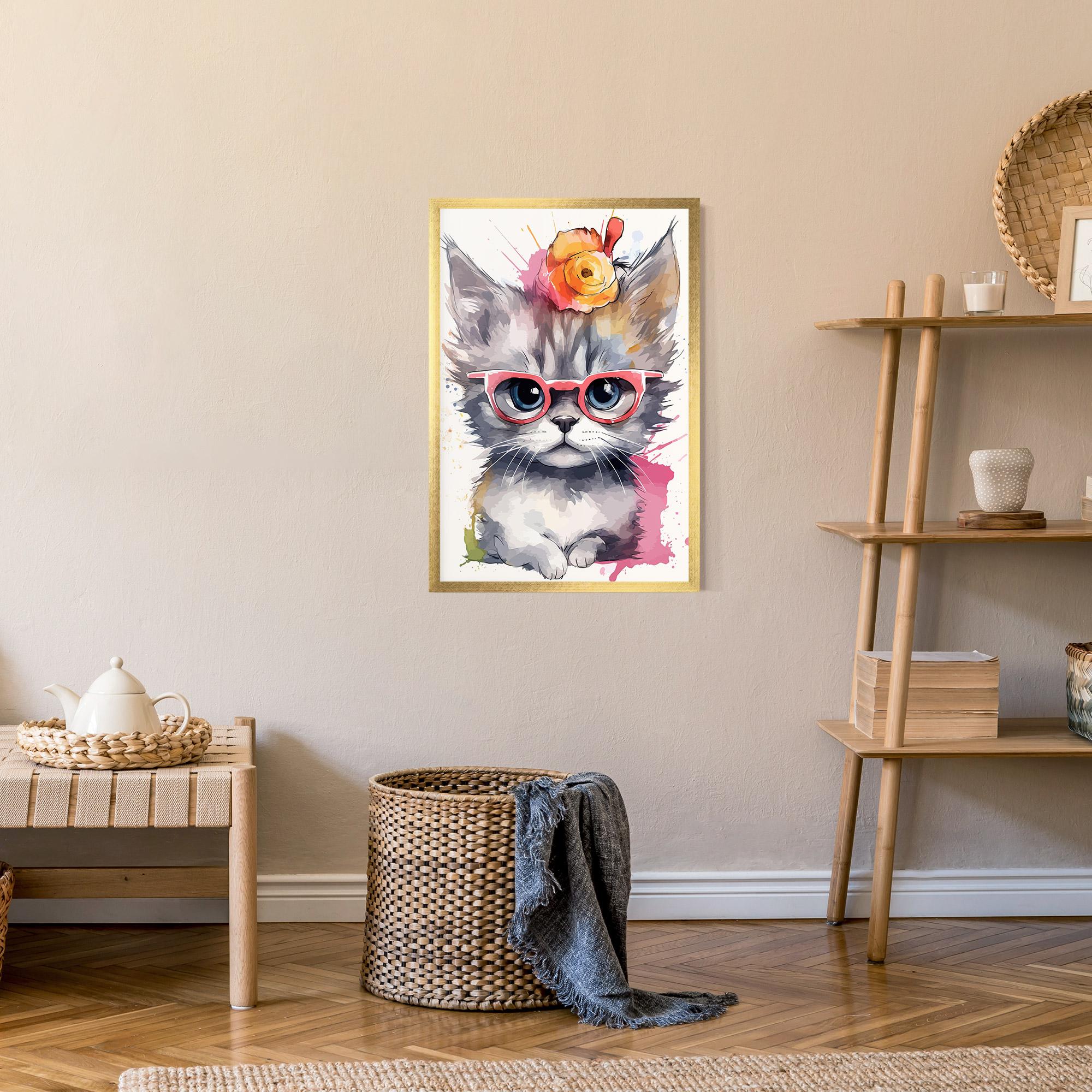 Poster Înrămat Adorable Grey Cat mockup 9