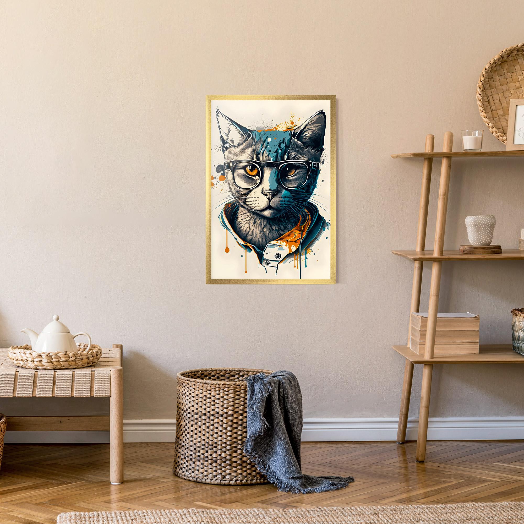 Poster Înrămat Cat Glasses Art mockup 9