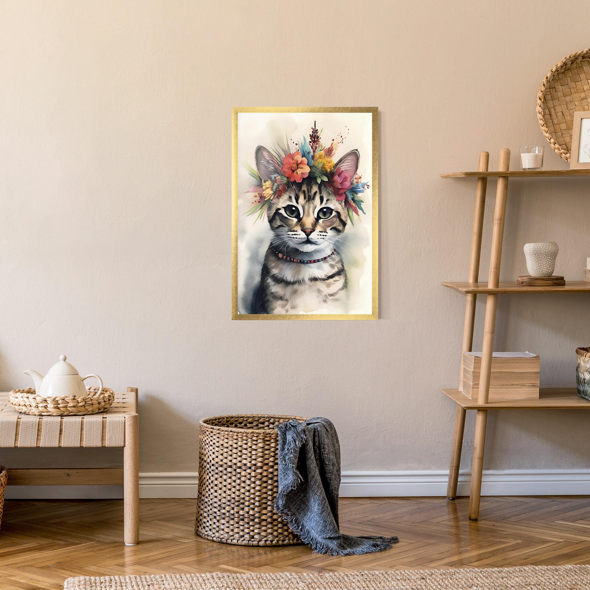 Poster Înrămat Flower Cat Art mockup 9