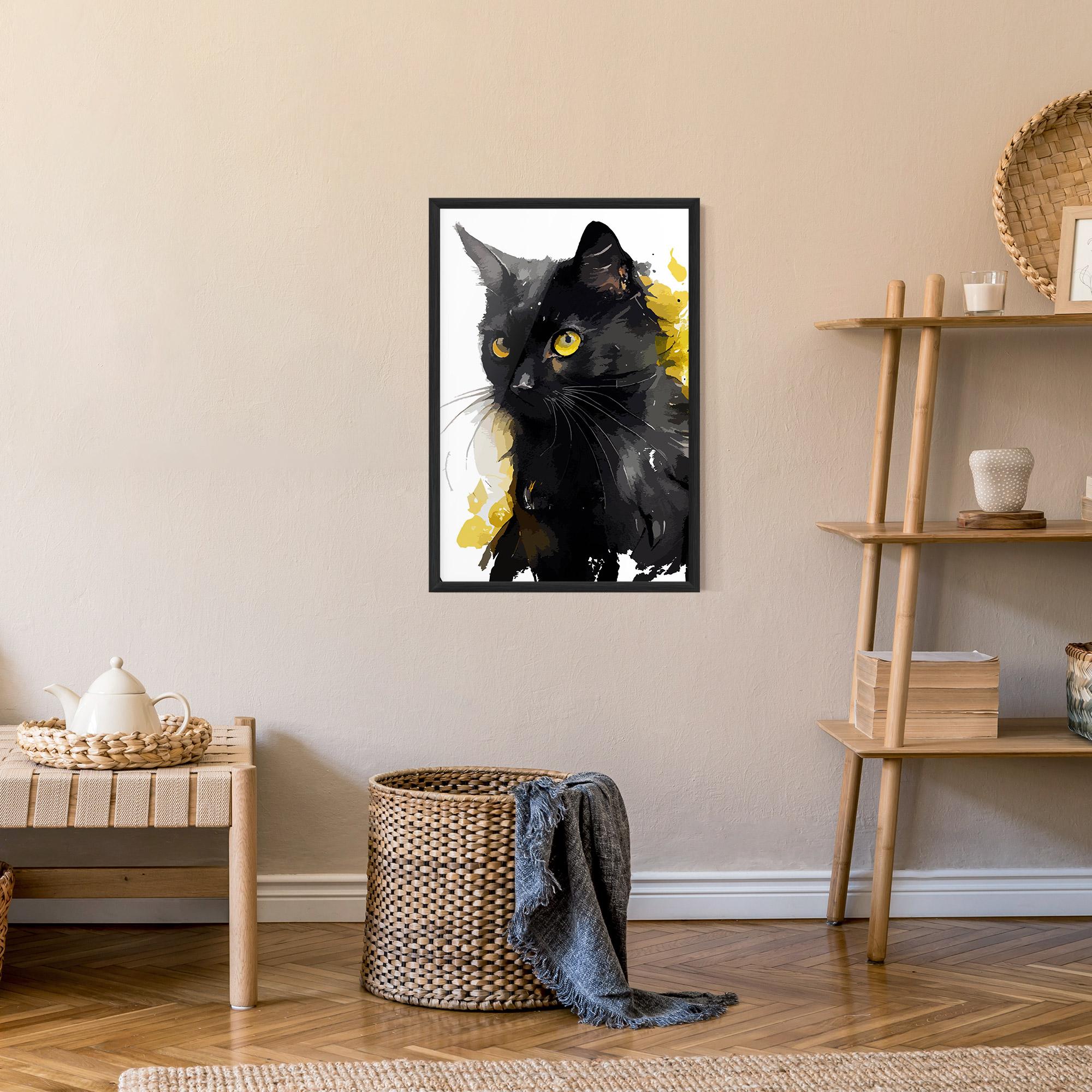 Poster Înrămat Beautiful Black Cat mockup 9