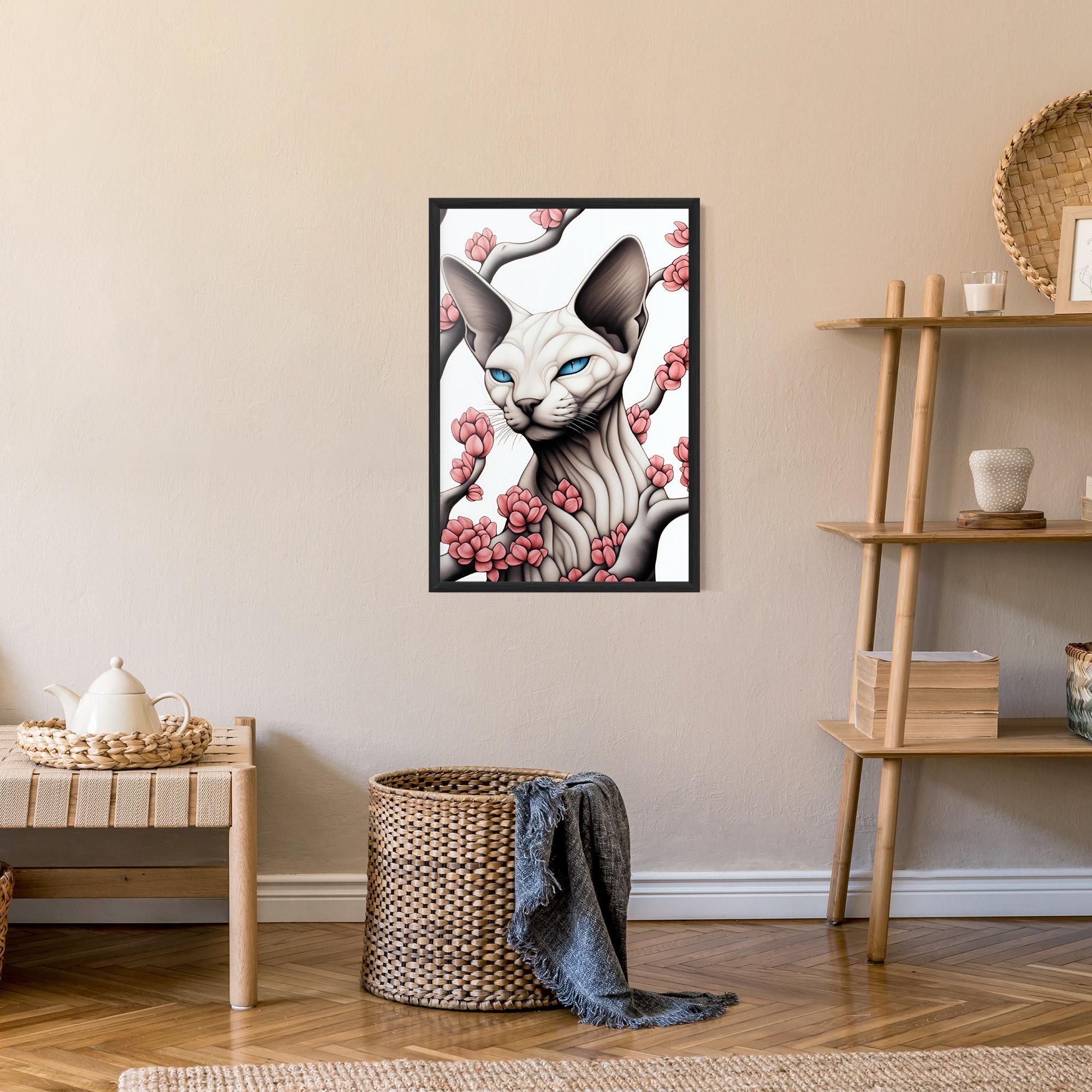 Poster Înrămat Blue Eyes Cat Drawing mockup 9