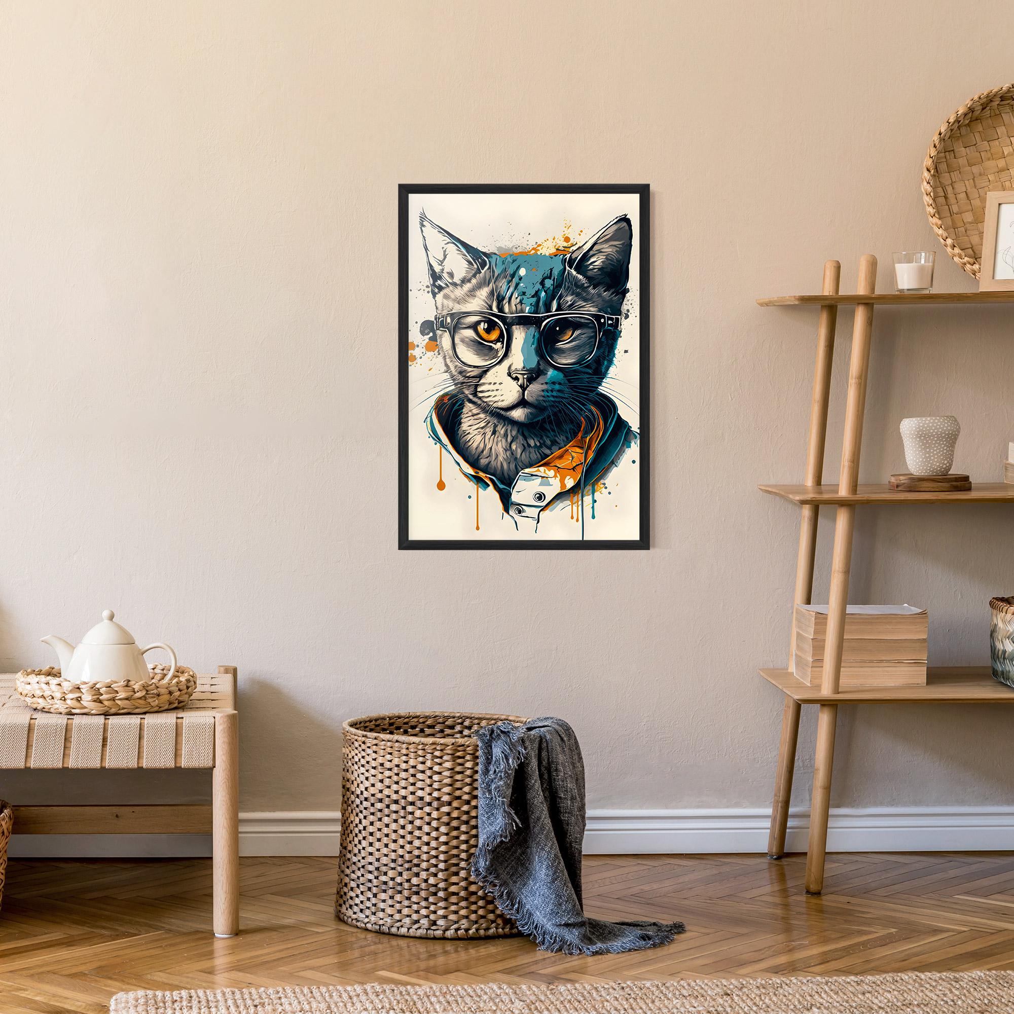 Poster Înrămat Cat Glasses Art mockup 9