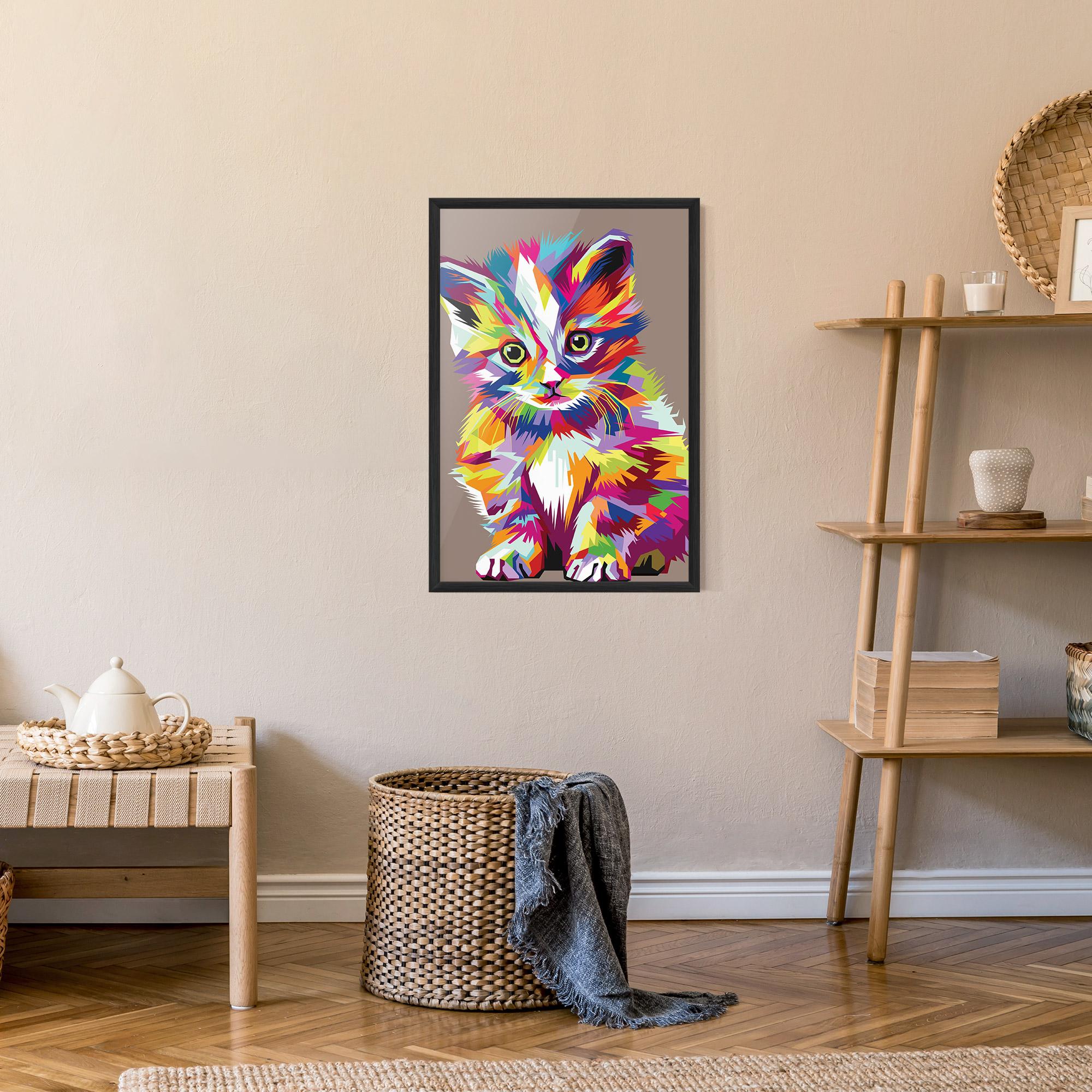 Poster Înrămat Colorful Cat mockup 9
