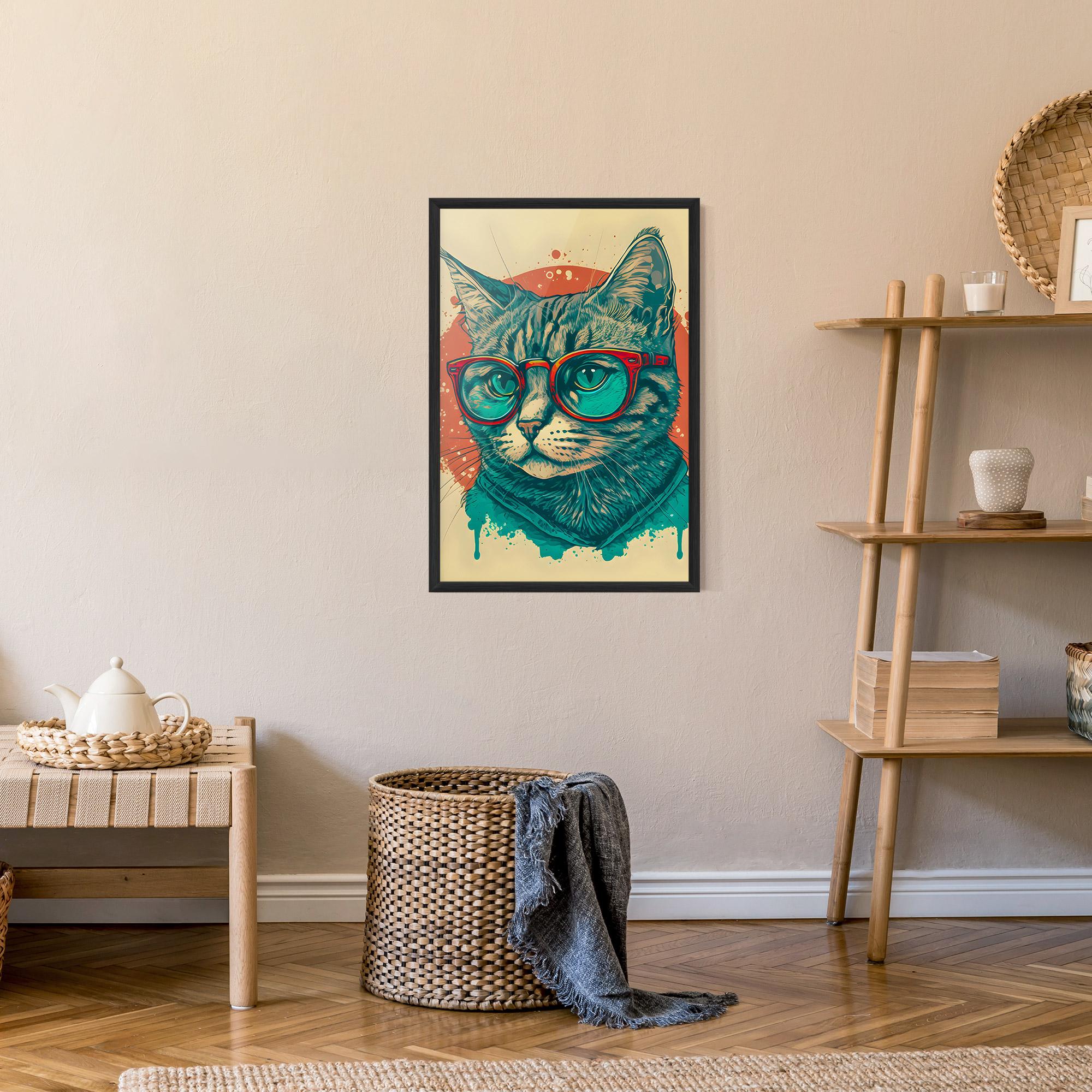 Poster Înrămat Red Glasses Cat mockup 9