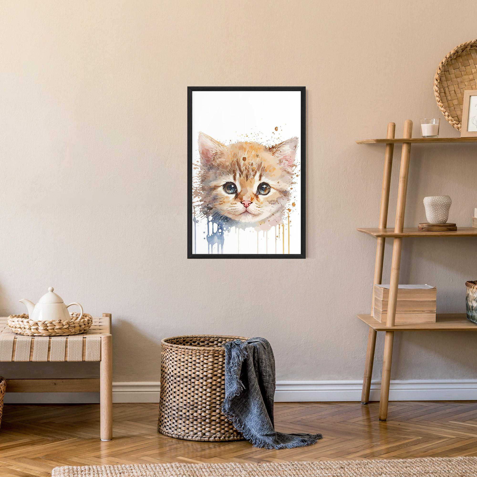 Poster Înrămat Watercolor Animal Cat mockup 9