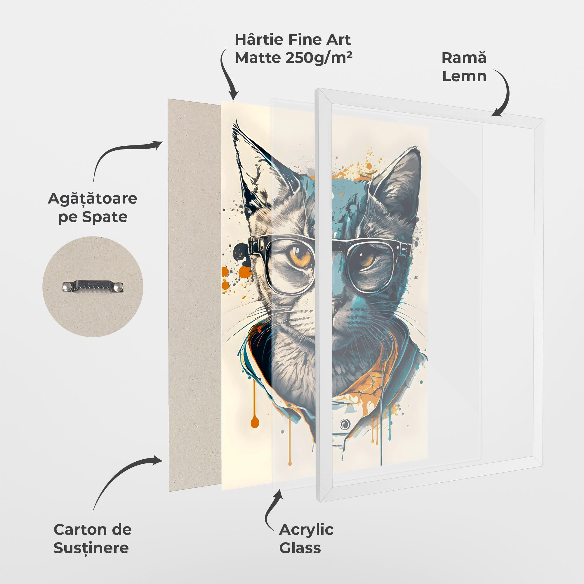 Poster Înrămat Cat Glasses Art mockup 1