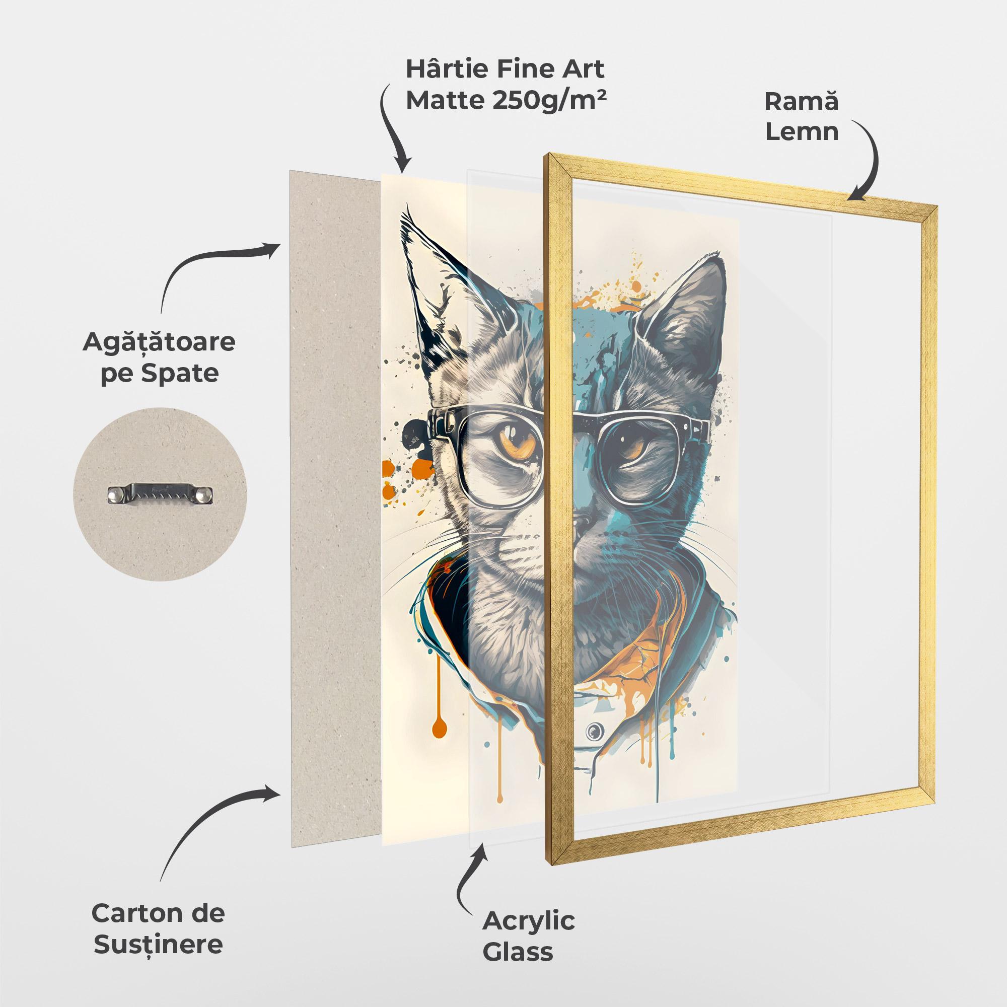 Poster Înrămat Cat Glasses Art mockup 1