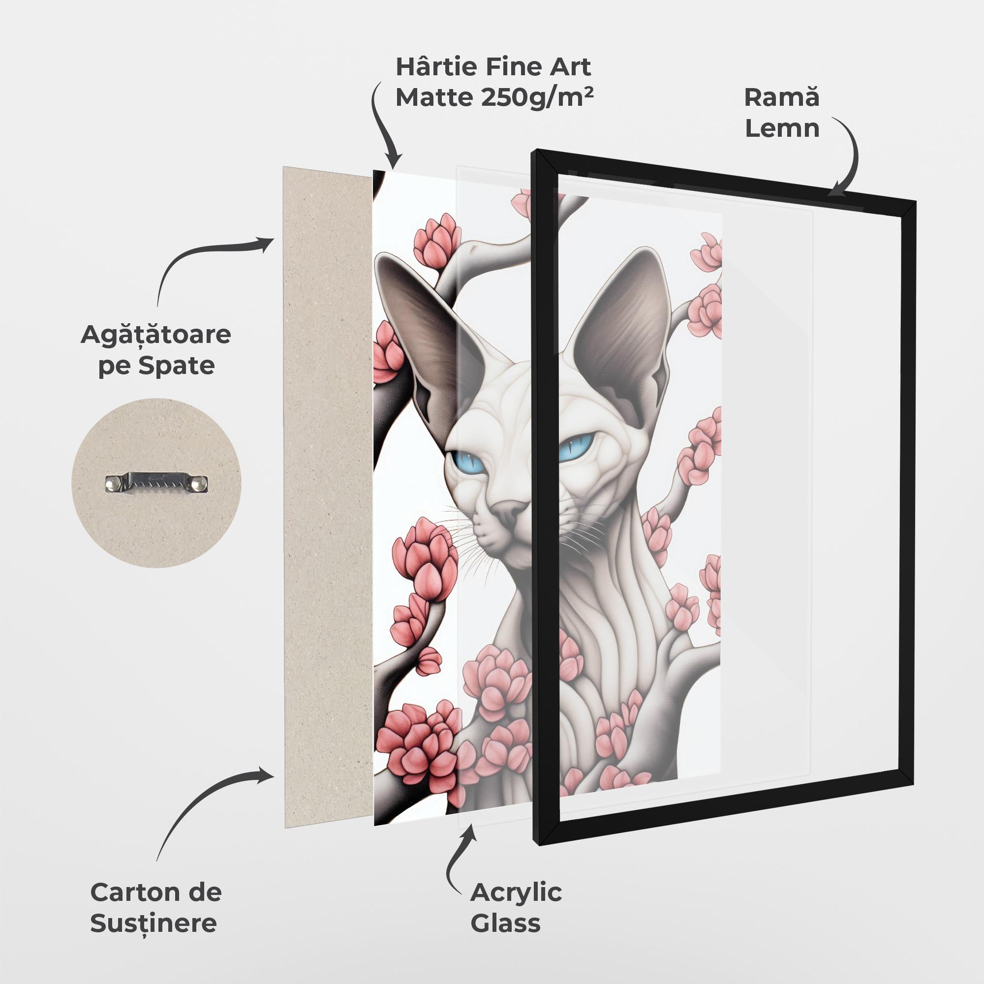 Poster Înrămat Blue Eyes Cat Drawing mockup 1