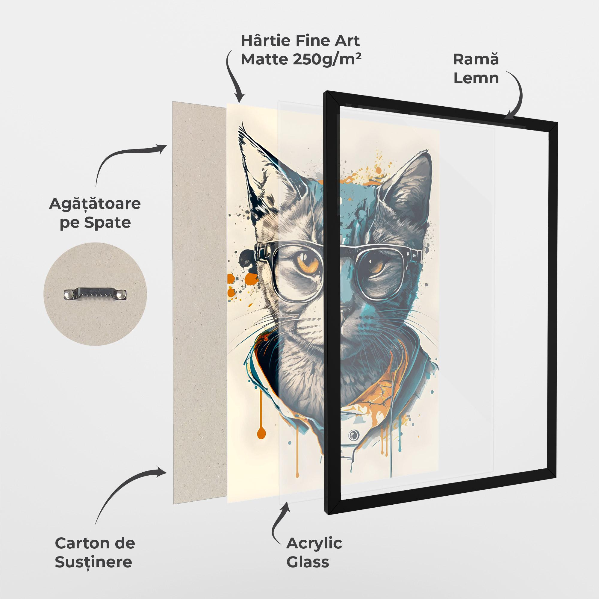 Poster Înrămat Cat Glasses Art mockup 1