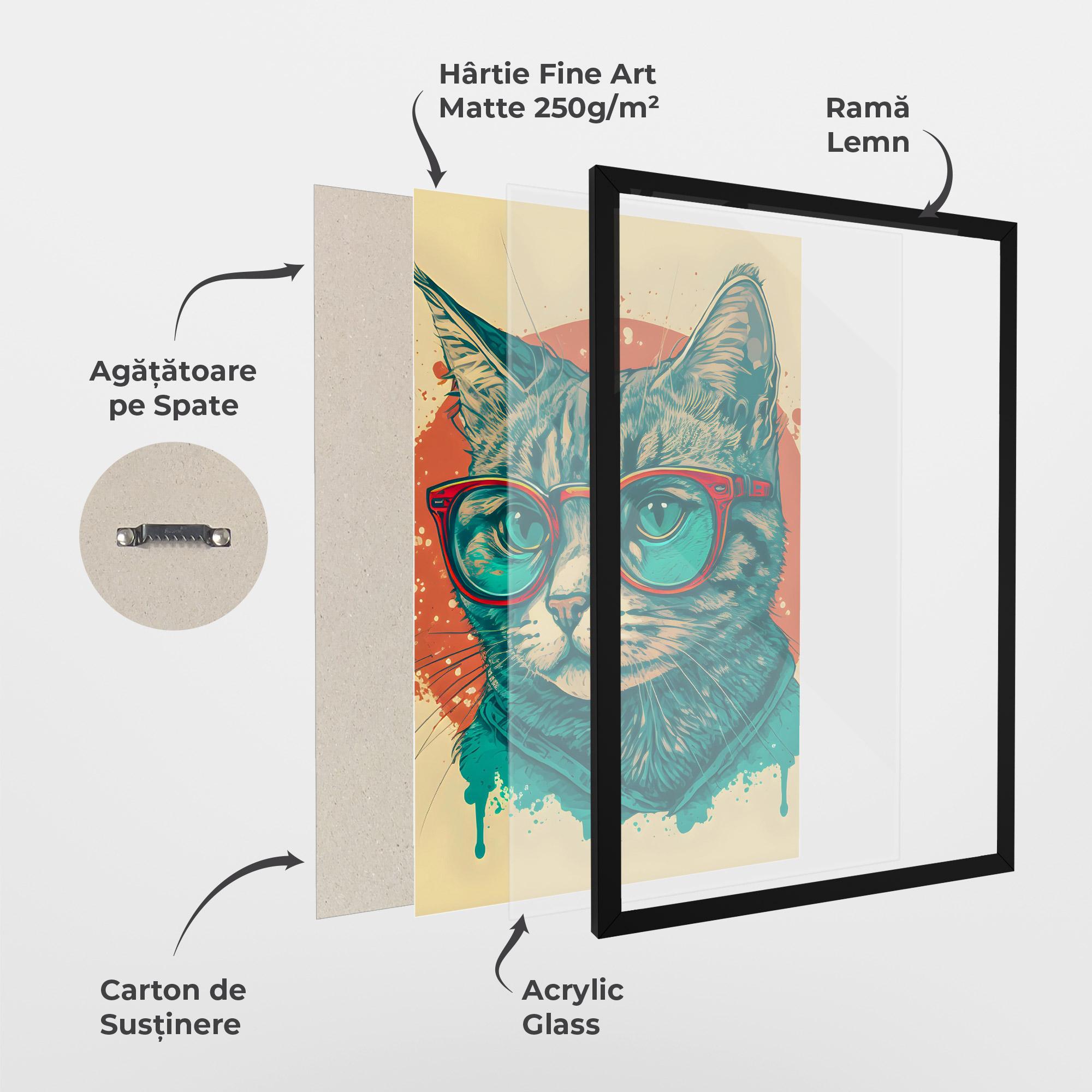 Poster Înrămat Red Glasses Cat mockup 1