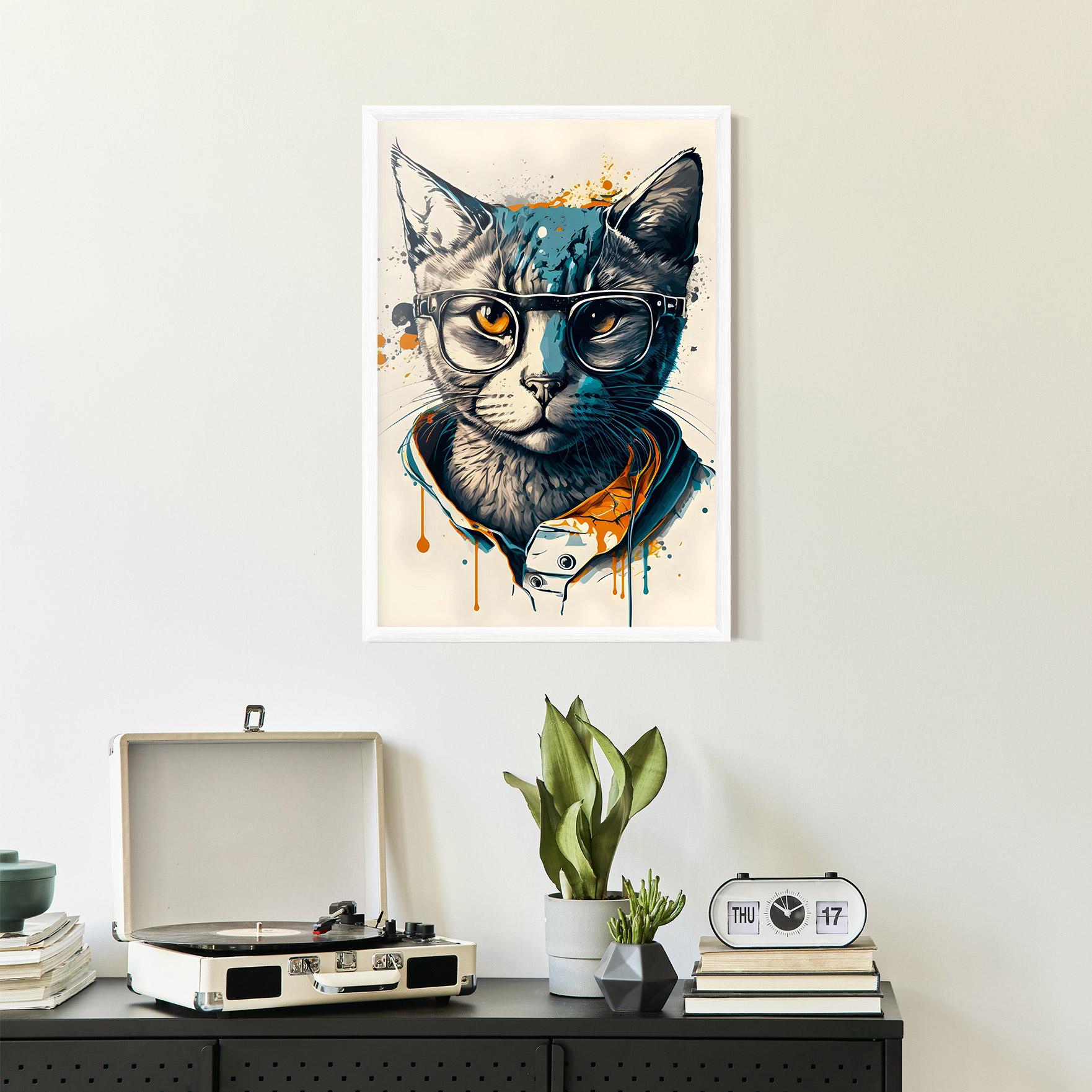 Poster Înrămat Cat Glasses Art mockup 2