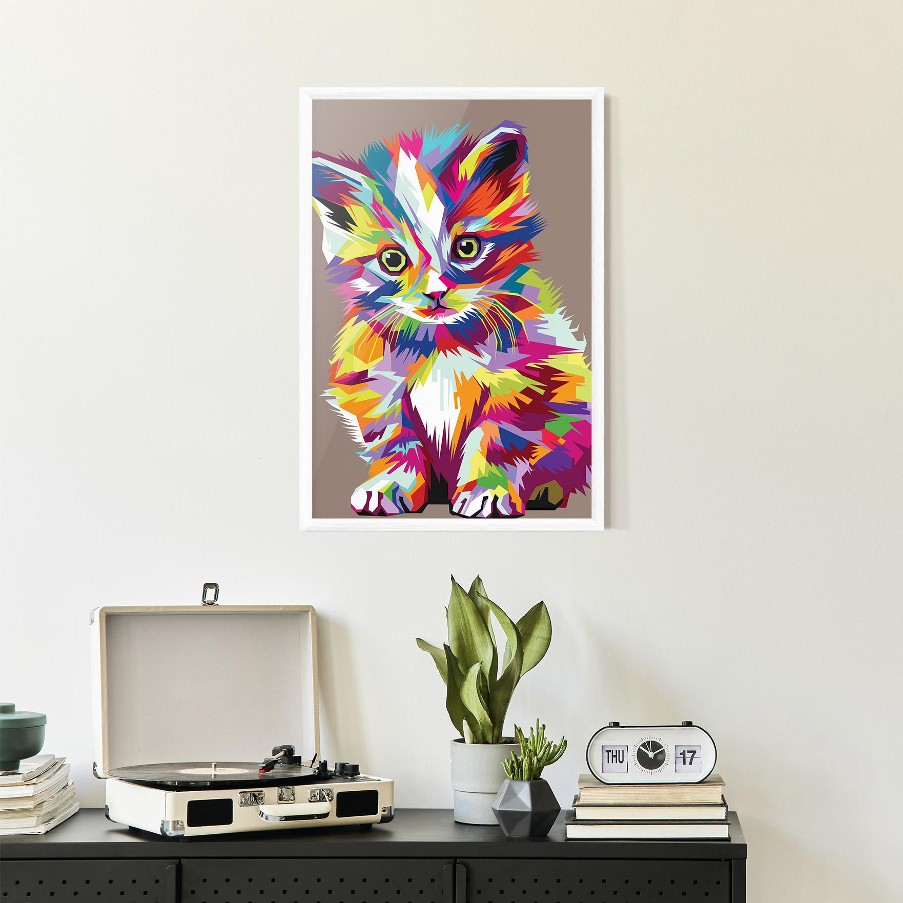Poster Înrămat Colorful Cat mockup 2