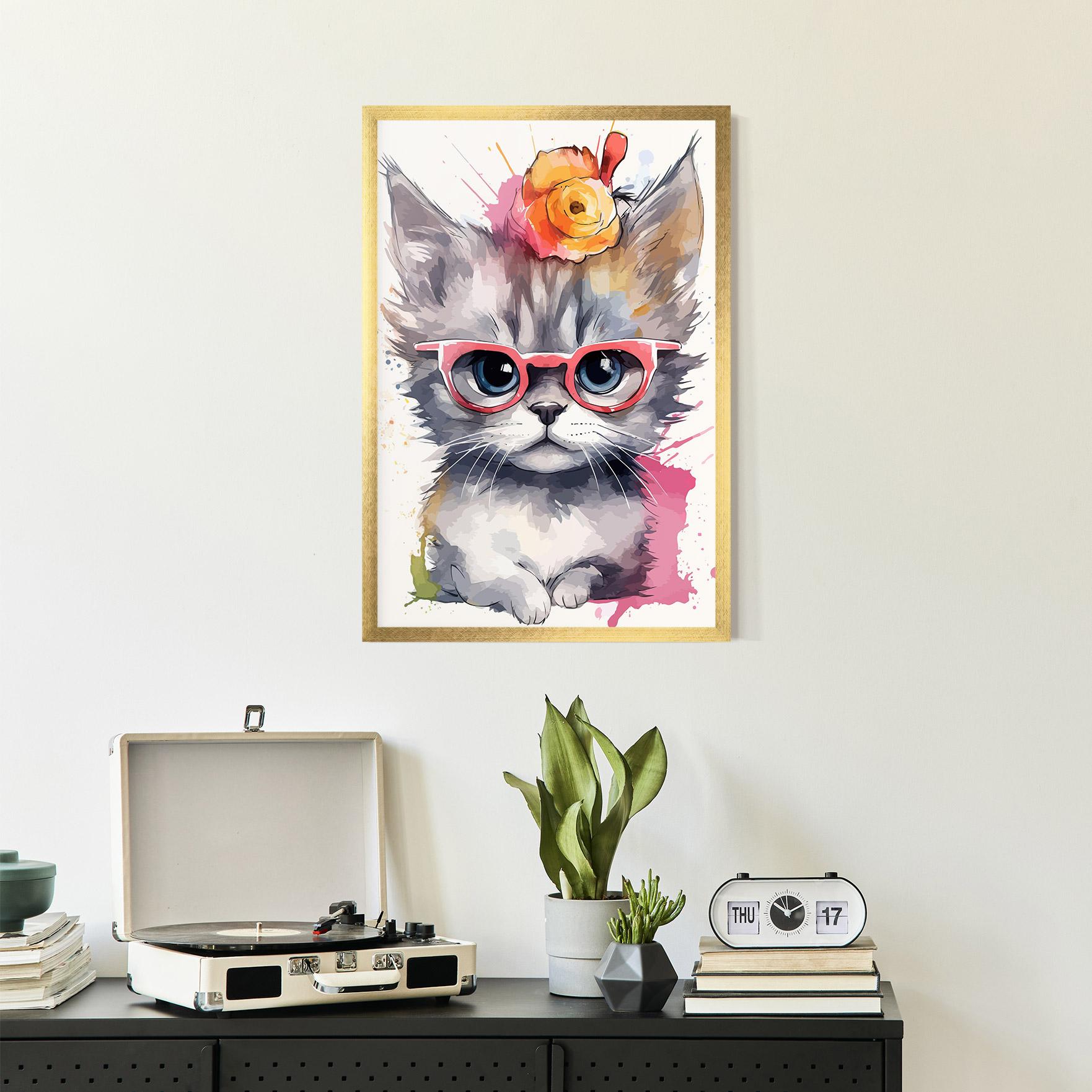Poster Înrămat Adorable Grey Cat mockup 2