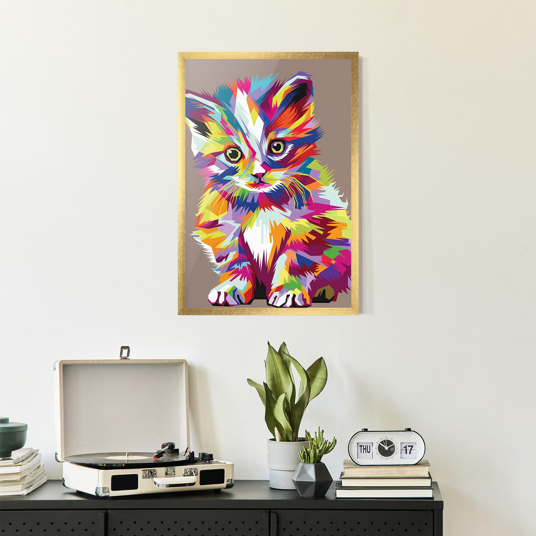 Poster Înrămat Colorful Cat mockup 2