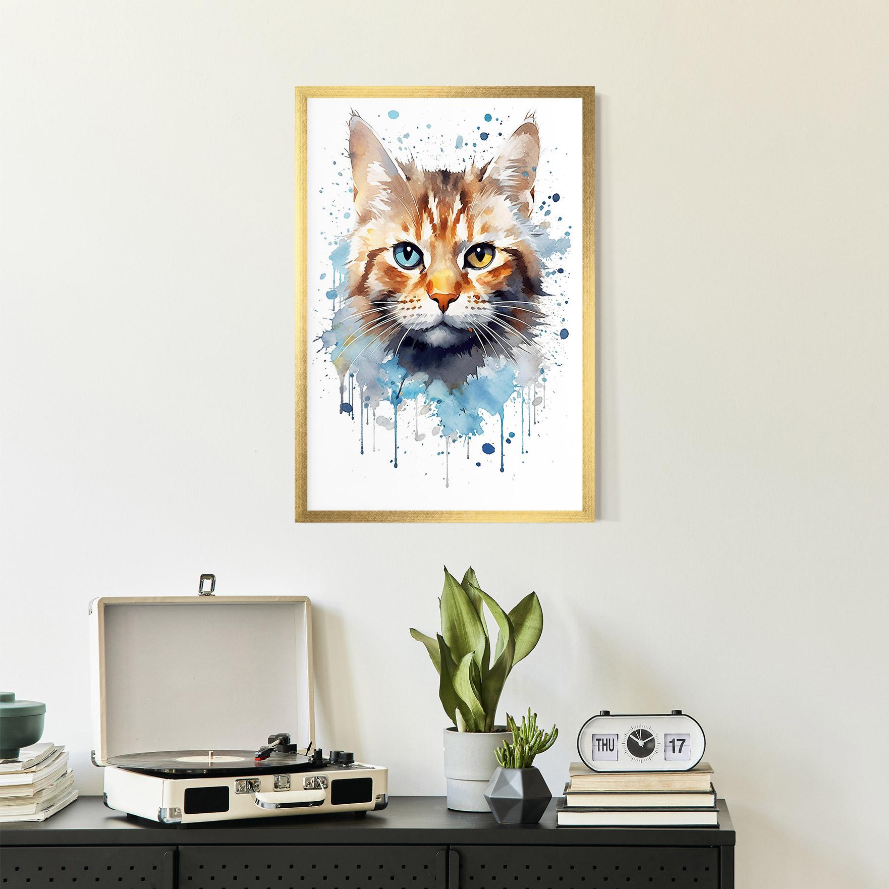 Poster Înrămat Orange Blue Eyes Cat mockup 2