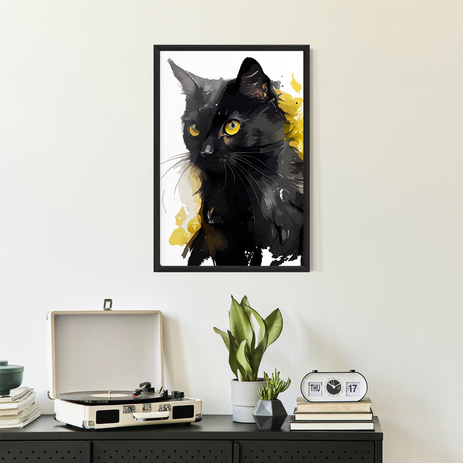 Poster Înrămat Beautiful Black Cat mockup 2