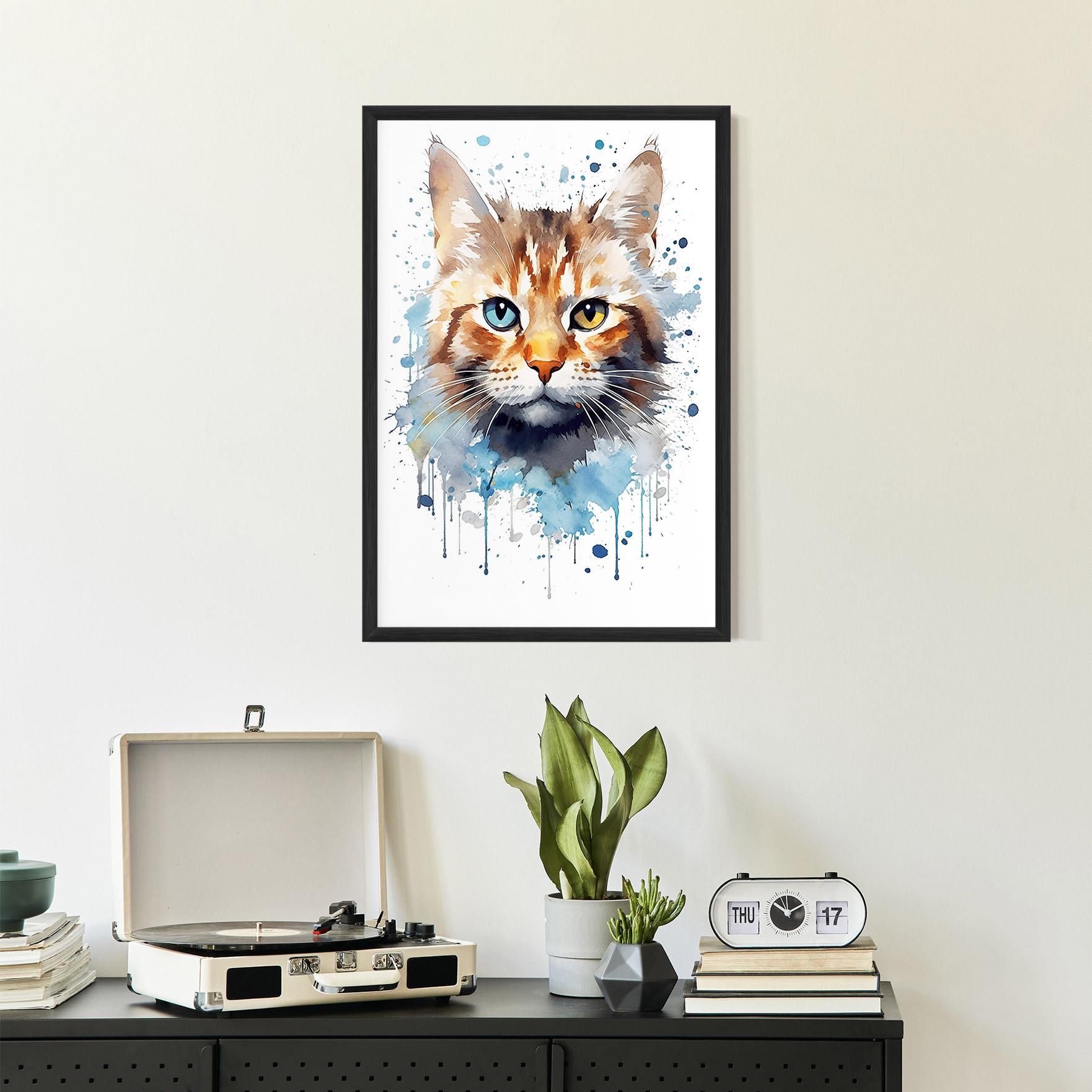 Poster Înrămat Orange Blue Eyes Cat mockup 2