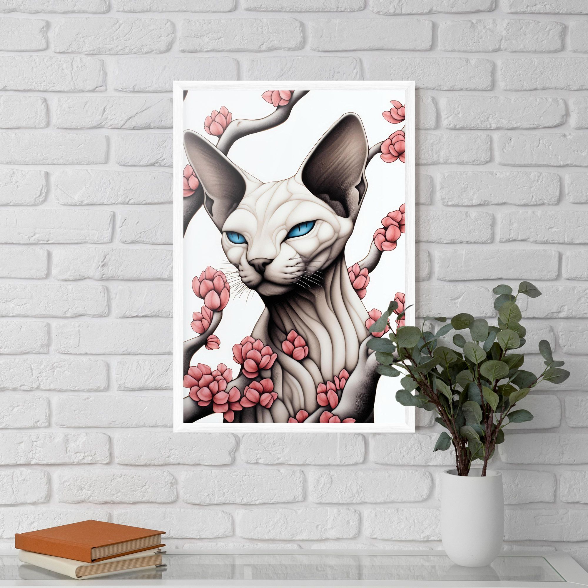 Blue Eyes Cat Drawing mockup 5