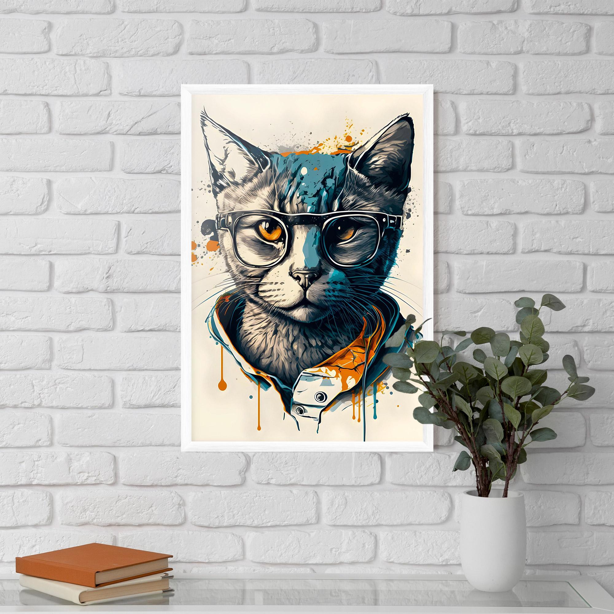 Poster Înrămat Cat Glasses Art mockup 5
