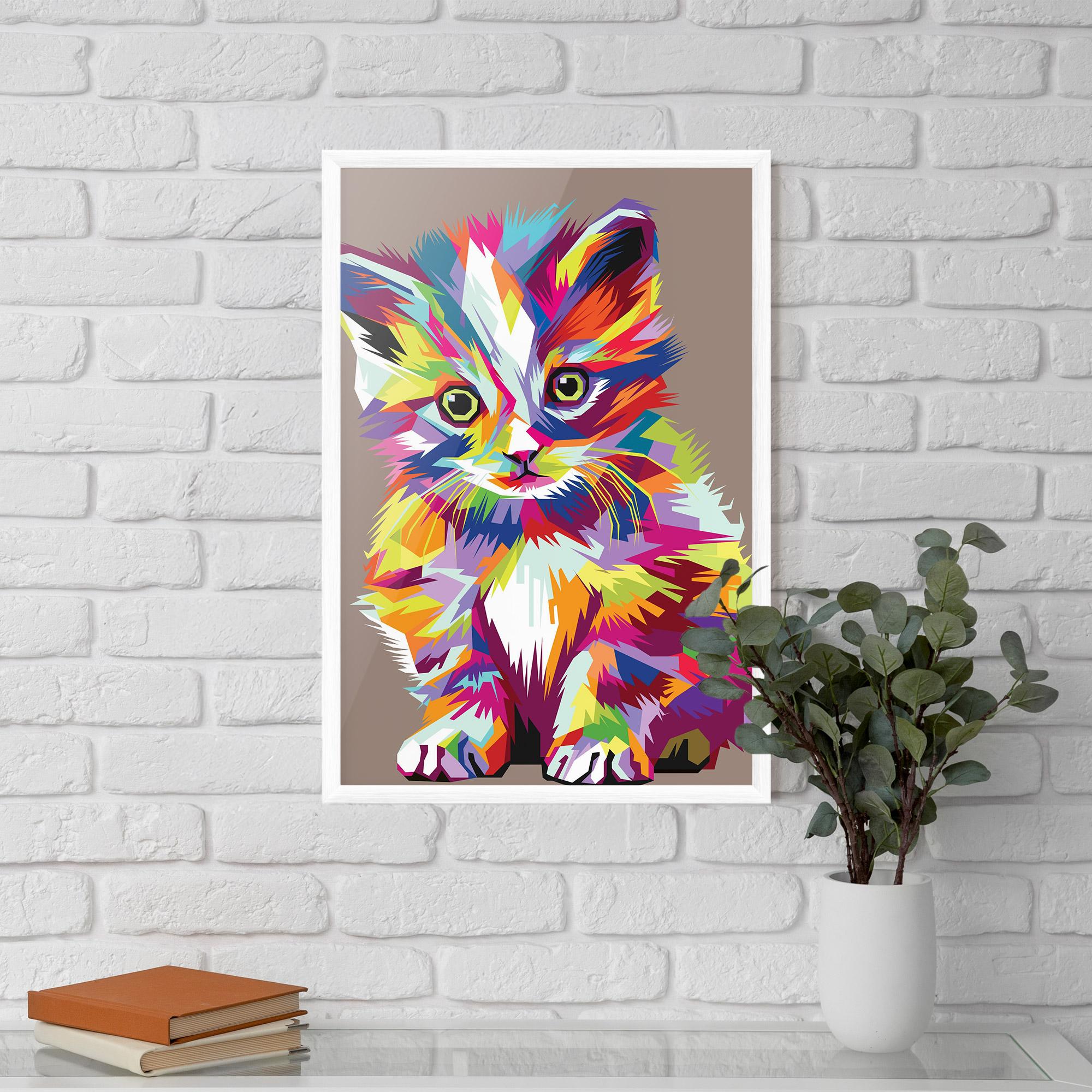 Poster Înrămat Colorful Cat mockup 5
