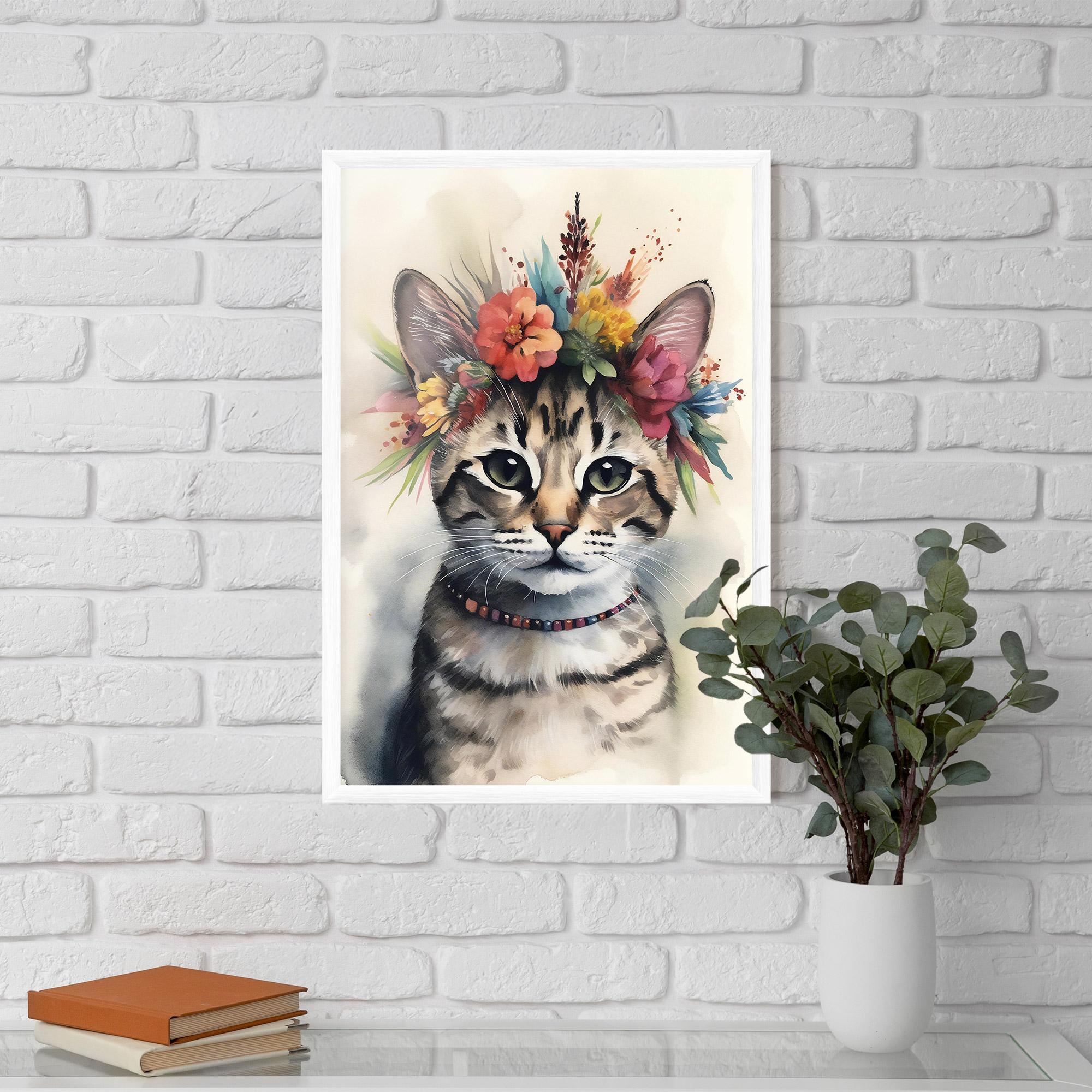 Poster Înrămat Flower Cat Art mockup 5