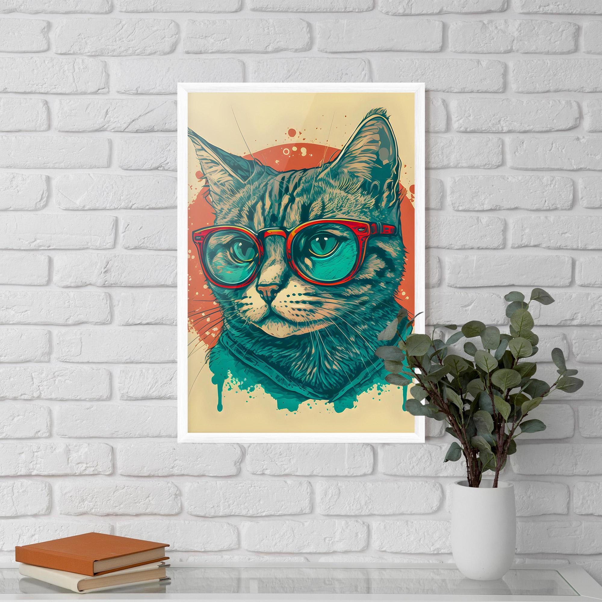 Poster Înrămat Red Glasses Cat mockup 5