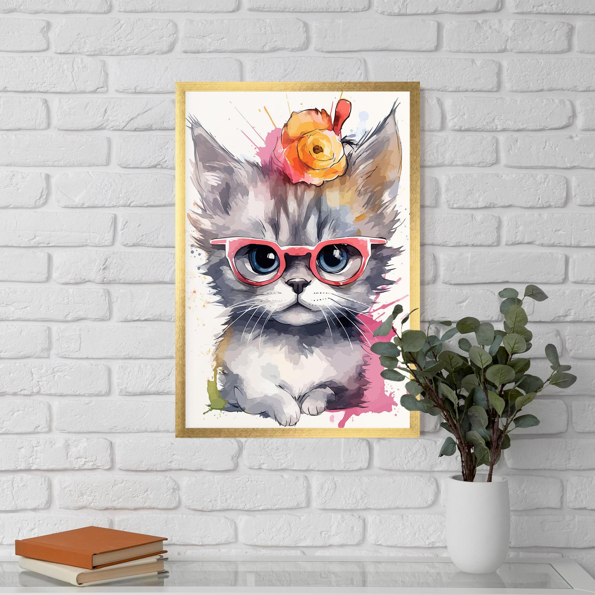 Poster Înrămat Adorable Grey Cat mockup 5