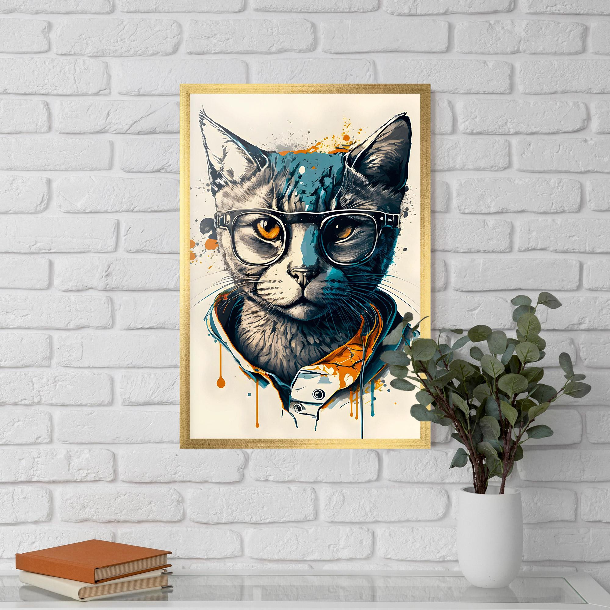 Poster Înrămat Cat Glasses Art mockup 5