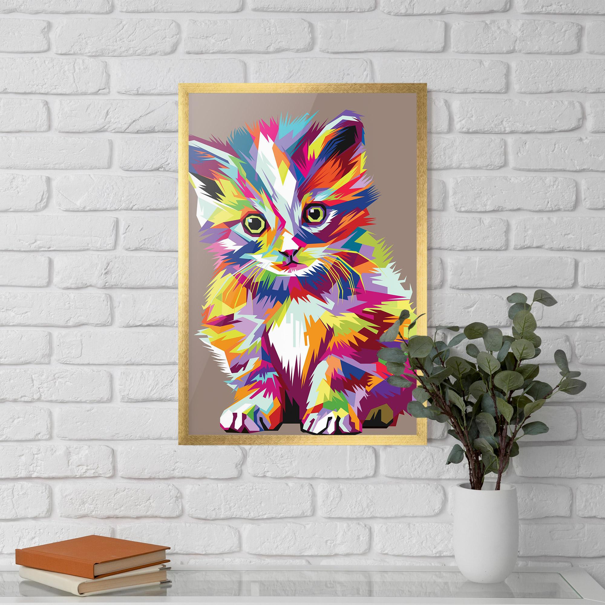 Poster Înrămat Colorful Cat mockup 5