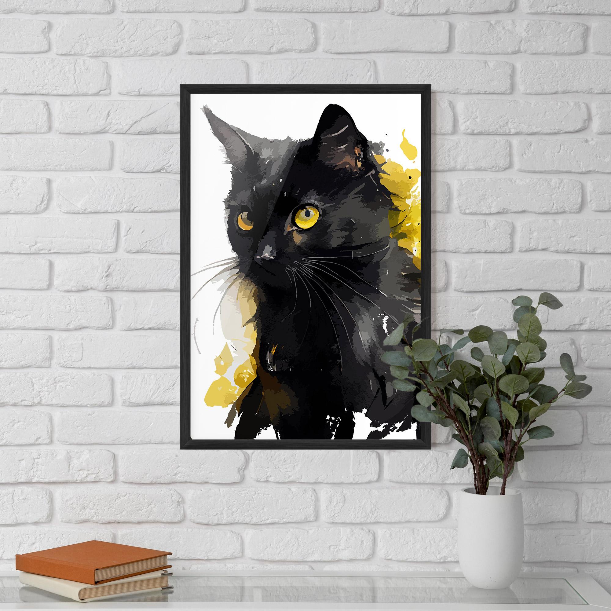 Poster Înrămat Beautiful Black Cat mockup 5