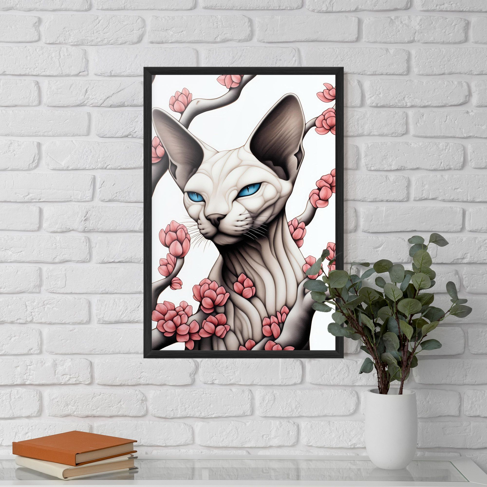 Blue Eyes Cat Drawing mockup 5