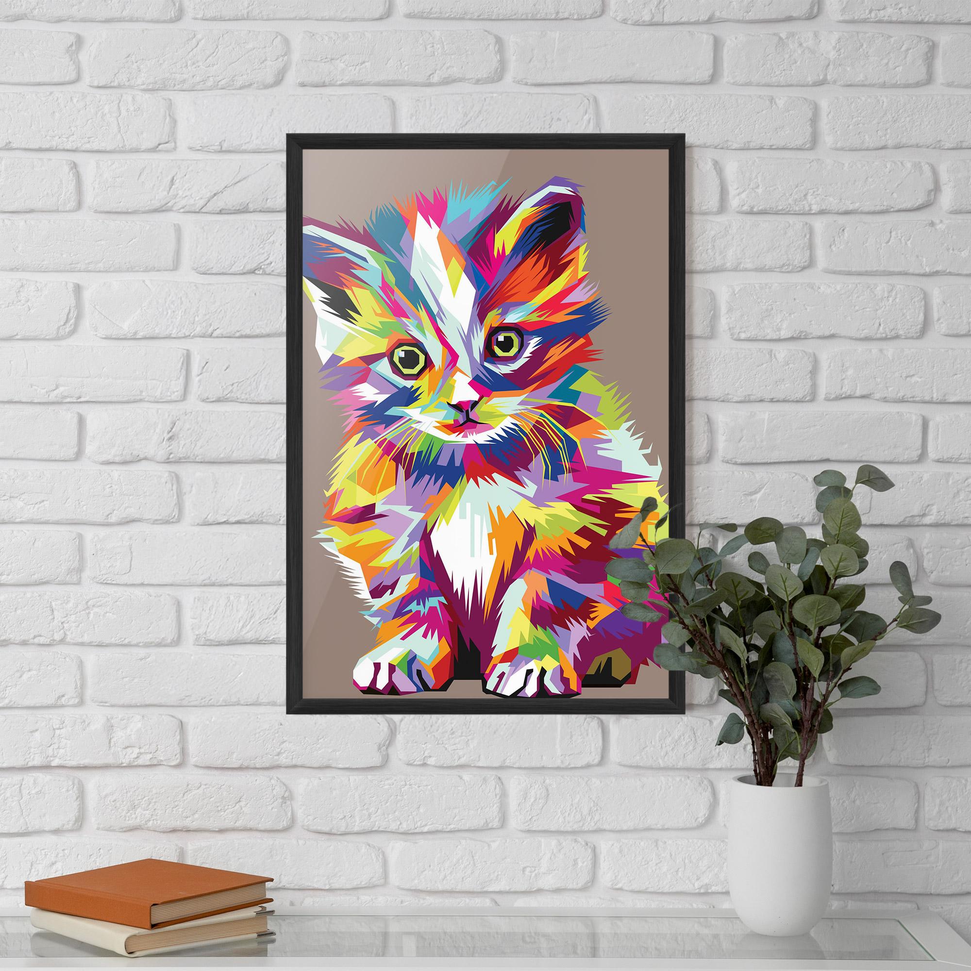 Poster Înrămat Colorful Cat mockup 5